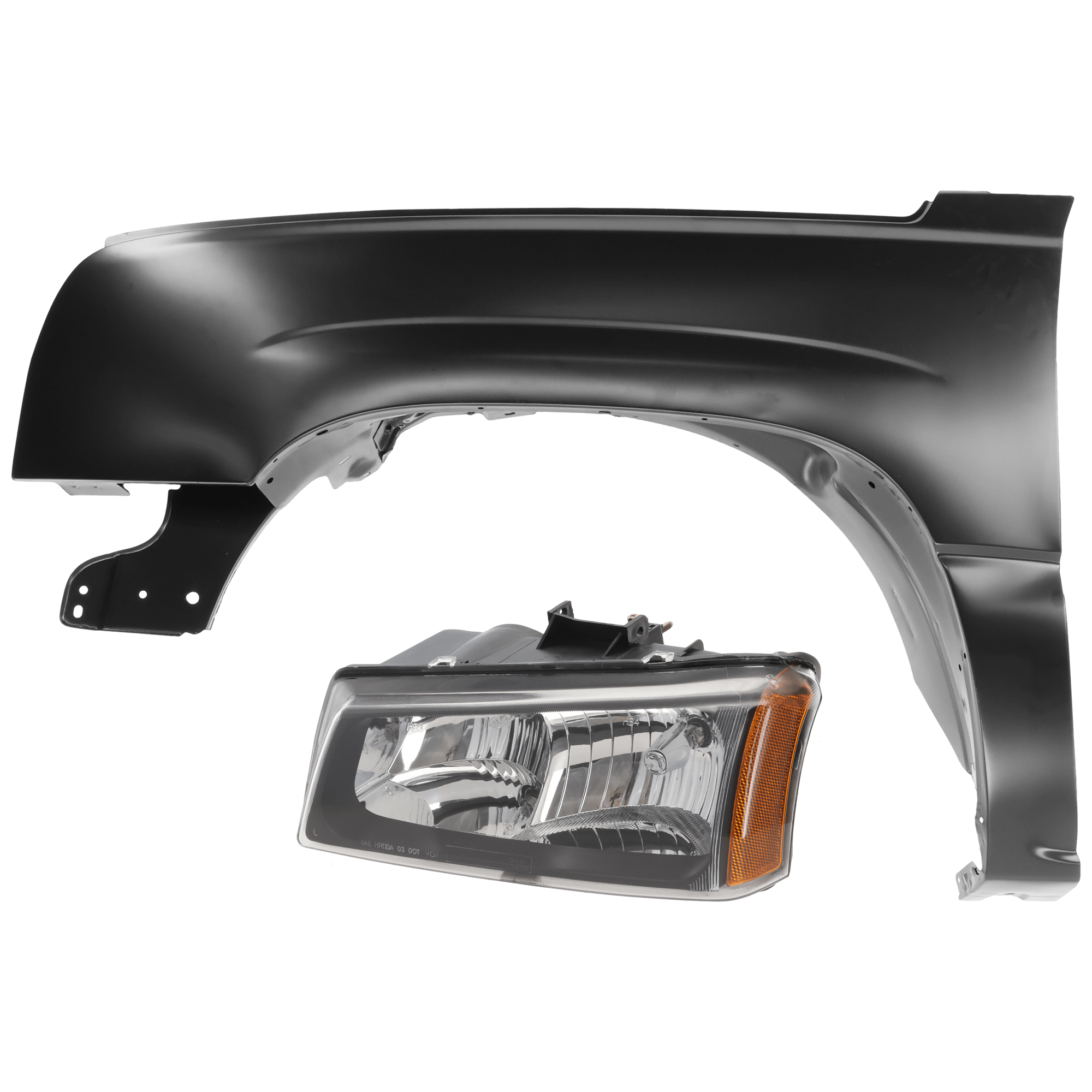 AM SILVERADO 03-07 HEAD LAMP LH Assembly Halogen Smooth Reflector Includes 2007 Classic with Fender SKU KIT 070426-255 Partslink GM2502224 GM1240305 OEM 10396913 PFM 88944420