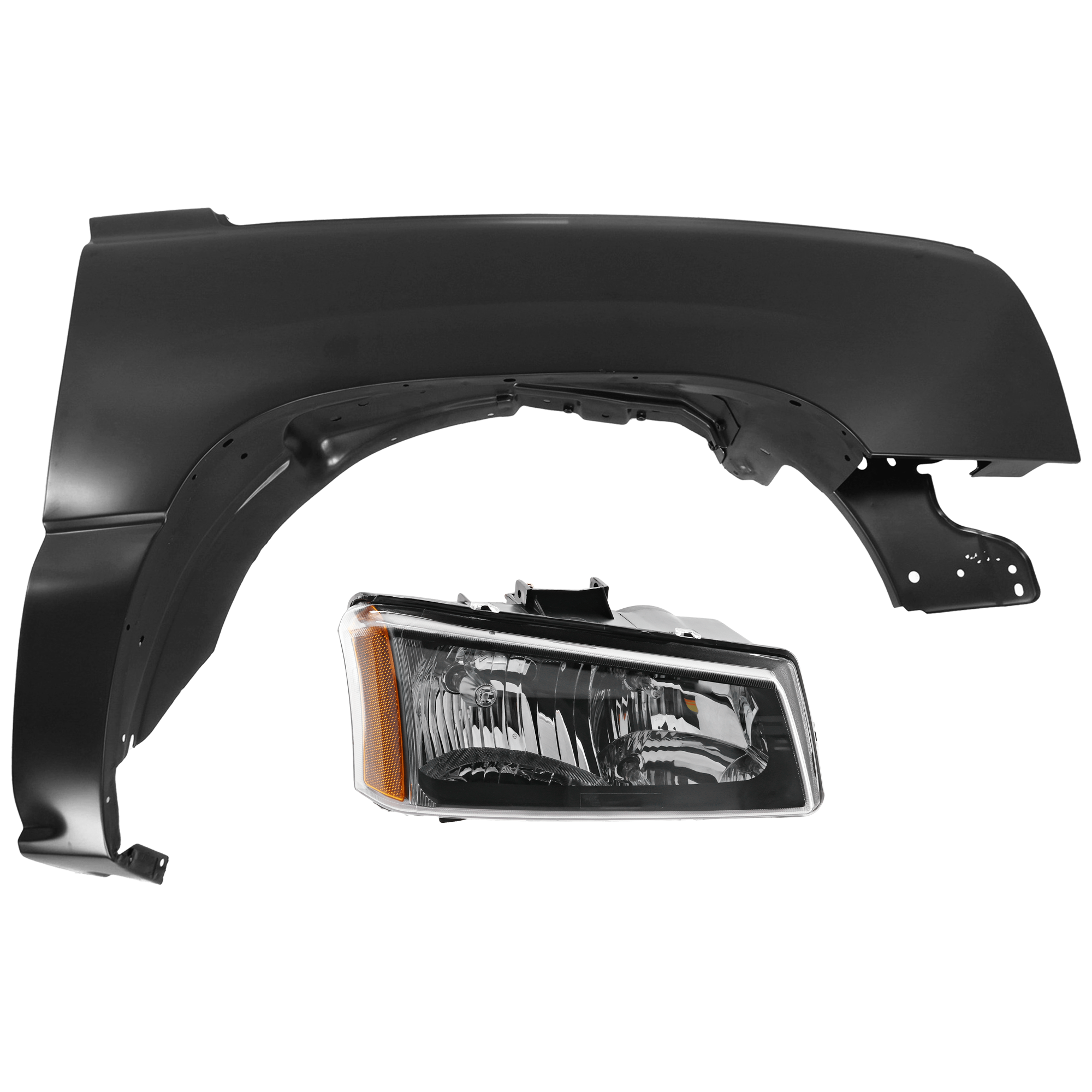 AM SILVERADO 03-07 HEAD LAMP RH Assembly Halogen Smooth Reflector Includes 2007 Classic with Fender SKU KIT 070426-258 Partslink GM2503224 GM1241305 OEM 10396912 PFM 88944419