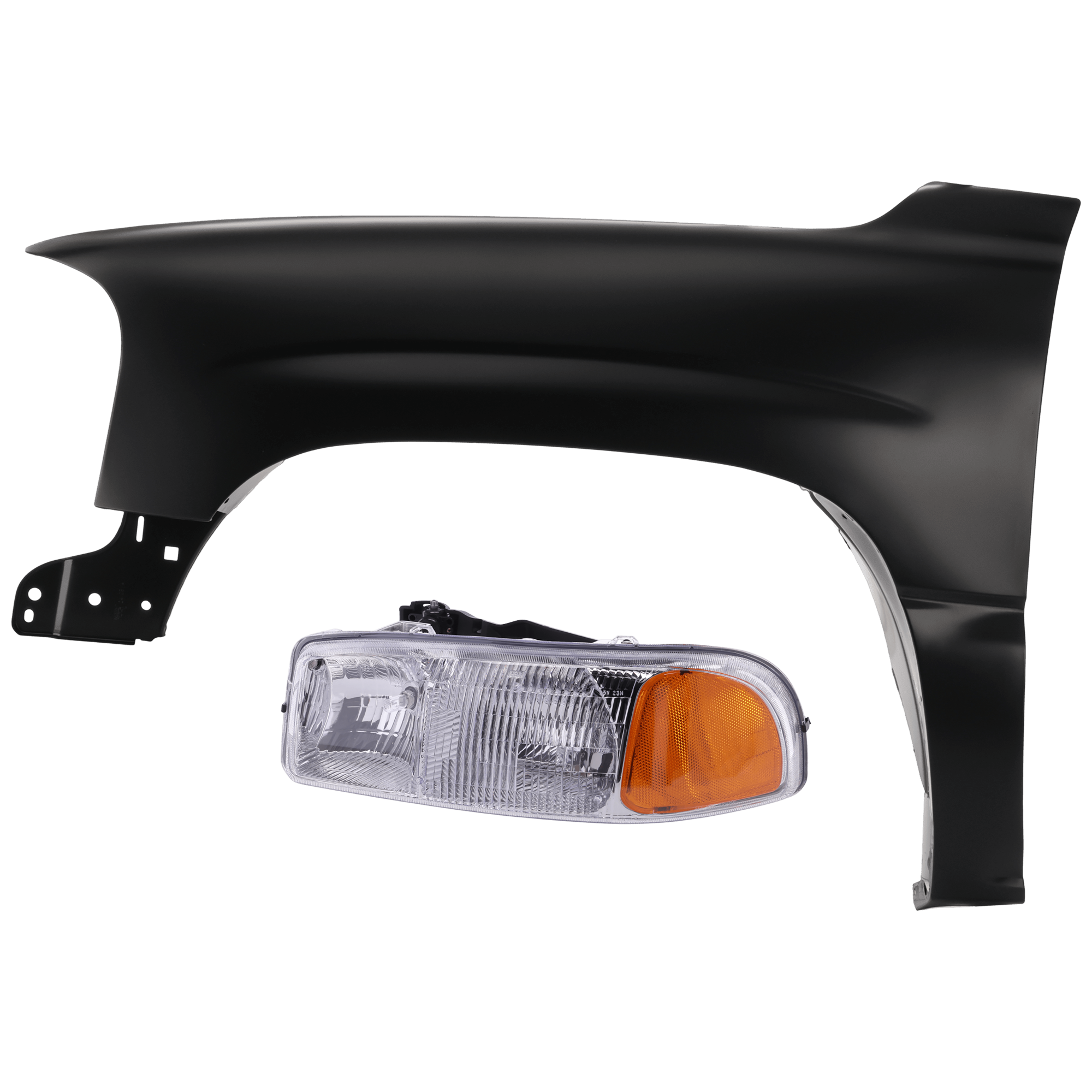 AM SIERRA P U 99-07 HEAD LAMP LH Assembly Halogen Includes 2007 Classic Model with Fender SKU KIT 070426-259 Partslink GM2502188 GM1240281 OEM 15850351-19168845