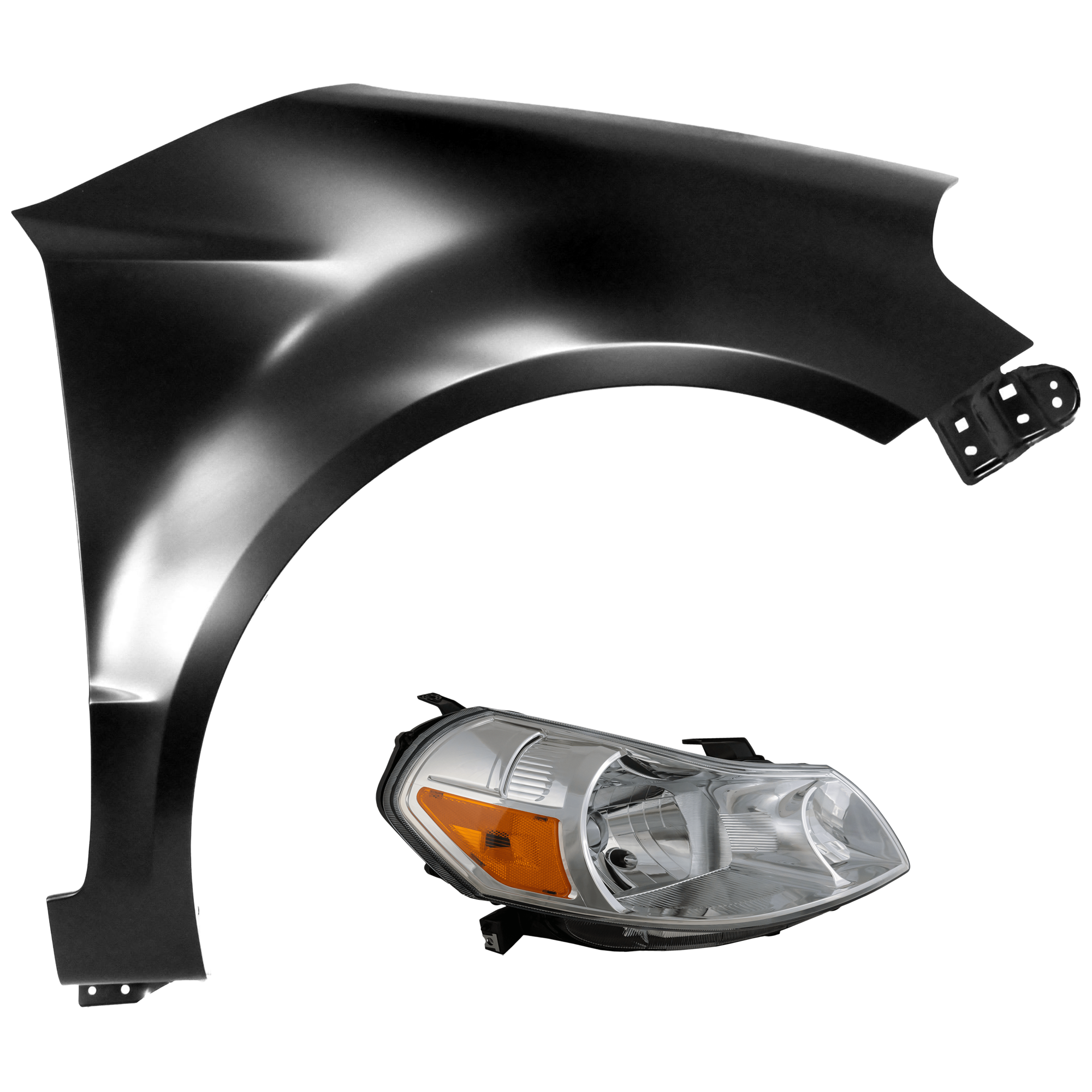 AM SX4-08-13 HEAD LAMP RH Lens and Housing with Fender SKU KIT 070426-27 Partslink SZ2519106 SZ1241124 OEM 3512080J20-5760080870
