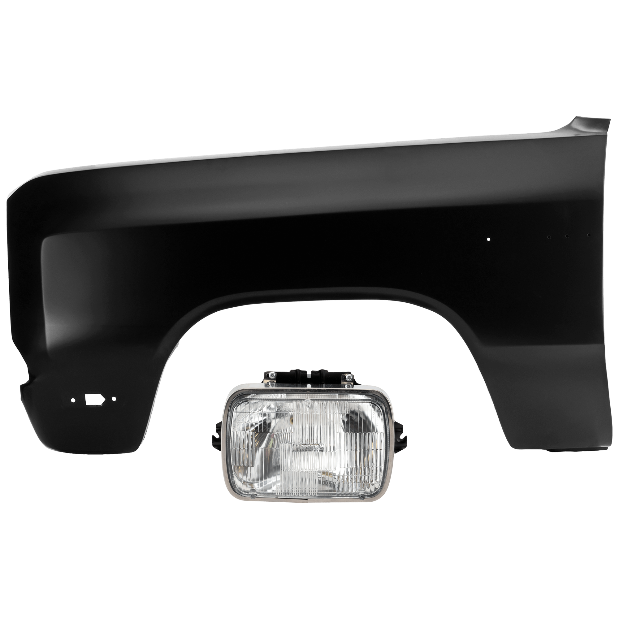 AM DODGE FULL SIZE P U 81-93 HEAD LAMP LH Assembly Halogen Sealed Beam Type with Fender SKU KIT 070426-38 Partslink CH2500115 CH1240118 OEM 5201204 L00H6054-5201334-45041
