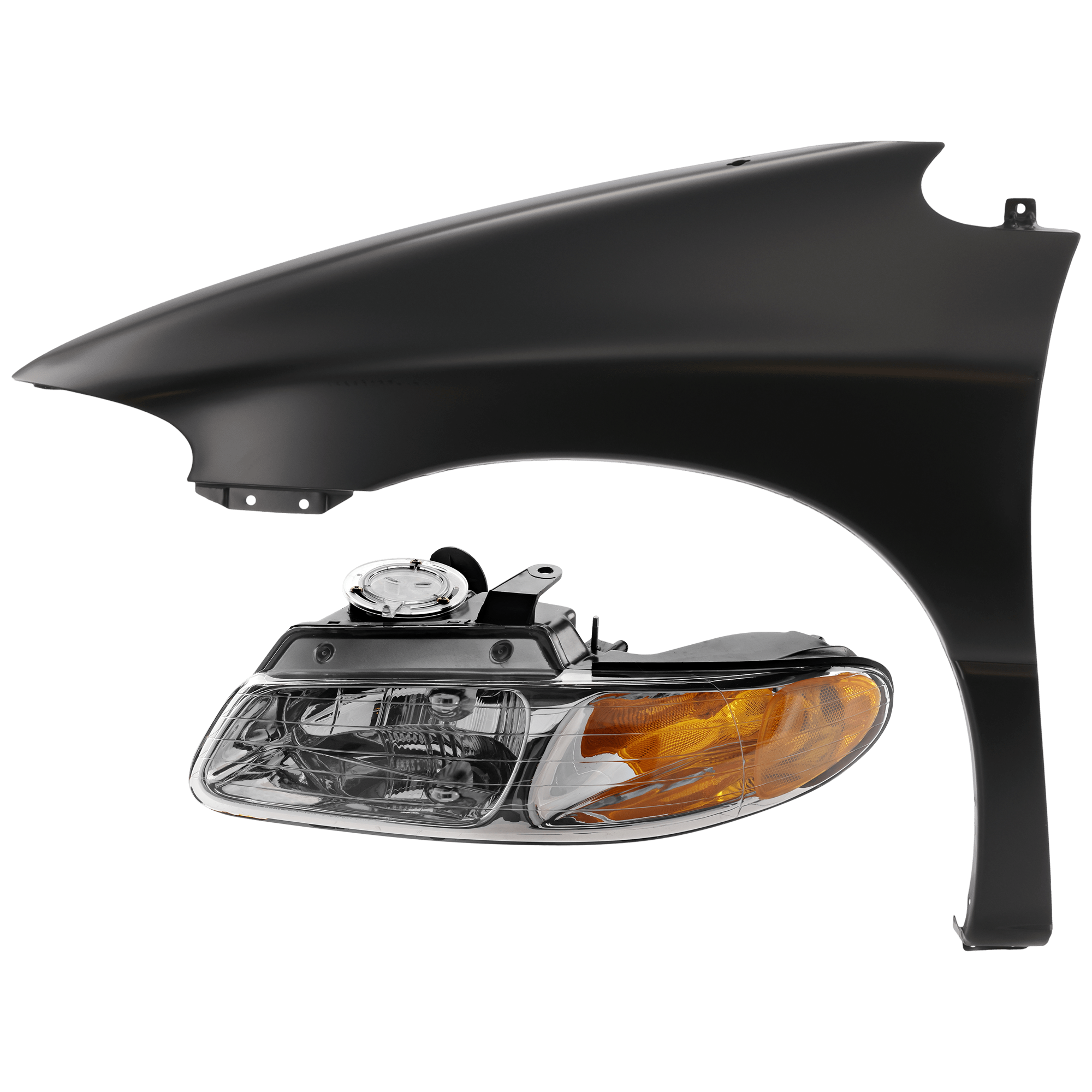 AM GRAND CARAVAN GRAND VOYAGER 96-99 HEAD LAMP LH Assembly Halogen w o Quad Lamps with Fender SKU KIT 070426-47 Partslink CH2502109 CH1240205 OEM 4857041AB 4882291AA