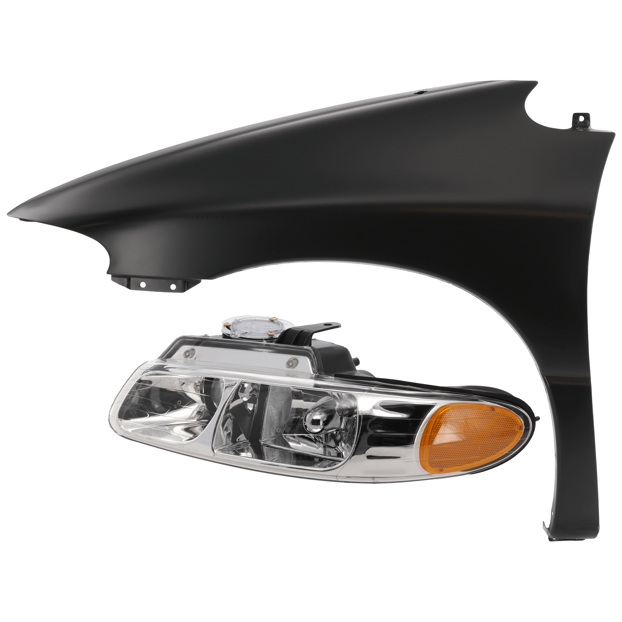 AM GRAND CARAVAN GRAND VOYAGER 96-99 HEAD LAMP LH Assembly Halogen w Quad Lamps with Fender SKU KIT 070426-48 Partslink CH2502114 CH1240205 OEM 4857151AC 4882291AA
