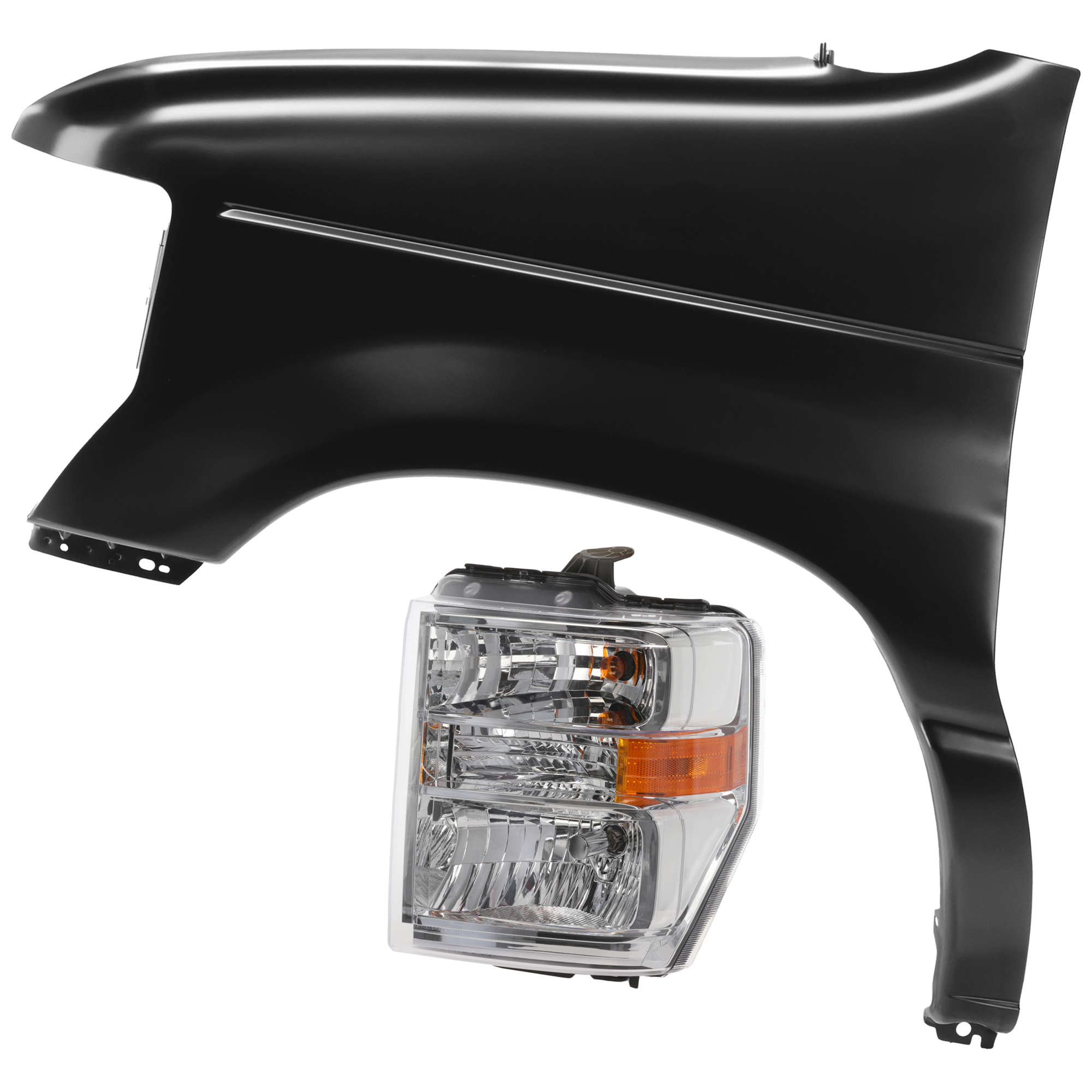 AM ECONOLINE VAN 08-21 HEAD LAMP LH Assembly Halogen Aero Style with Fender CAPA SKU KIT 070426-73 Partslink FO2502249C FO1240271C OEM AC2Z13008D 8C2Z16006B