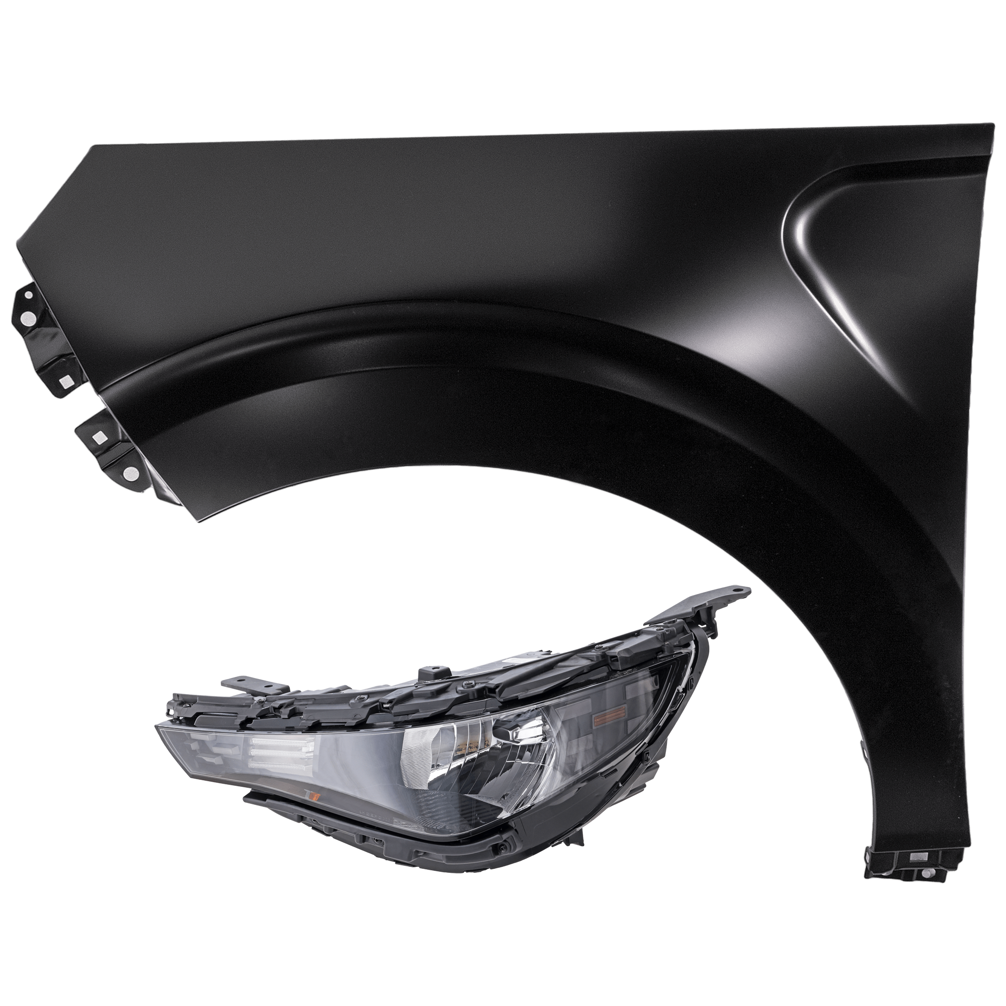 AM SOUL 23-25 HEAD LAMP LH Assembly Halogen with Fender SKU KIT 070426-85 Partslink KI2502256 KI1240155 OEM 92101K0520-66311K0000