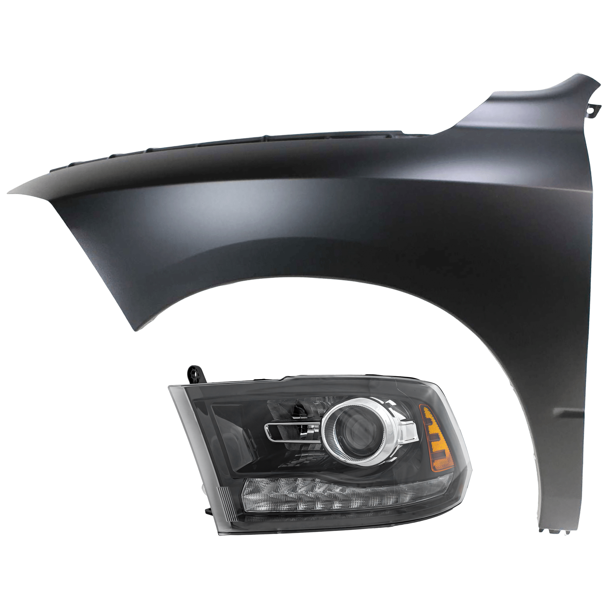 AM RAM FULL SIZE PICKUP 16-24 PROJECTOR HEAD LAMP LH Assembly HID Xenon w HID Kit Black Interior Includes 19-24 Ram 1500 Classic with Fender SKU KIT 070426-94 Partslink CH2502289 CH1240269 OEM 68324933AD 68054339AJ 68054339