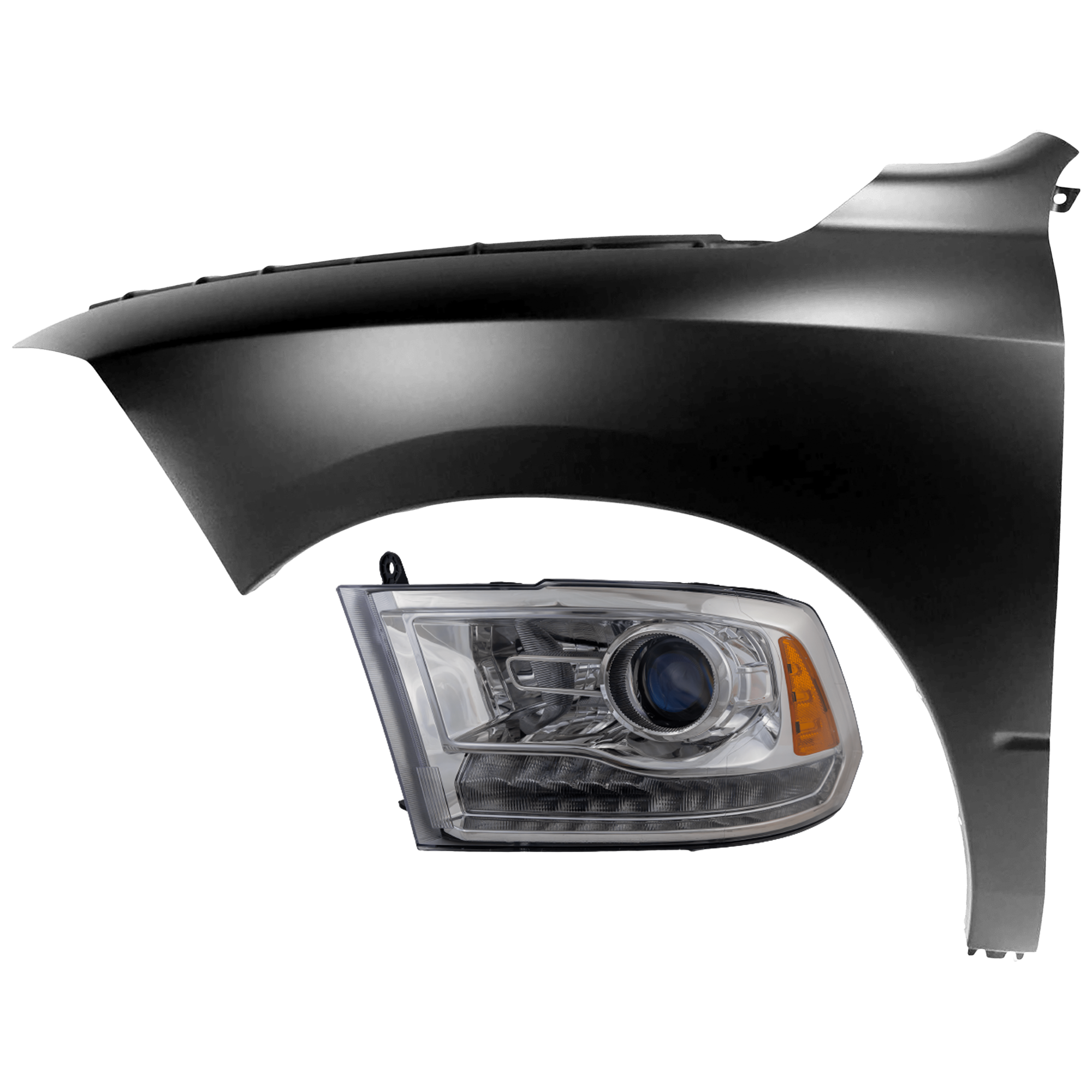 AM RAM FULL SIZE PICKUP 16-22 PROJECTOR HEAD LAMP LH Assembly HID Xenon w HID Kit Chrome Interior Includes 19-22 Ram 1500 Classic with Fender SKU KIT 070426-95 Partslink CH2502290 CH1240269 OEM 68324941AD 68054339AJ 68054339