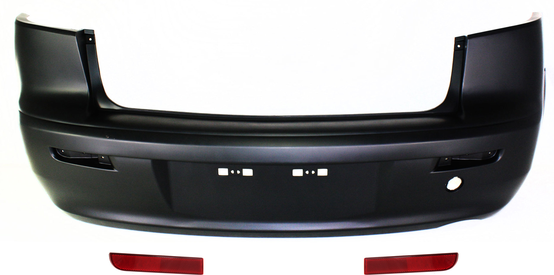 AM LANCER 08-17 REAR BUMPER COVER Primed 3 pc Kit with Bumper Reflectors SKU KIT 070517-86 Partslink MI1100287 MI1185102 MI1184102 OEM 6410B832-8355A040-8355A039