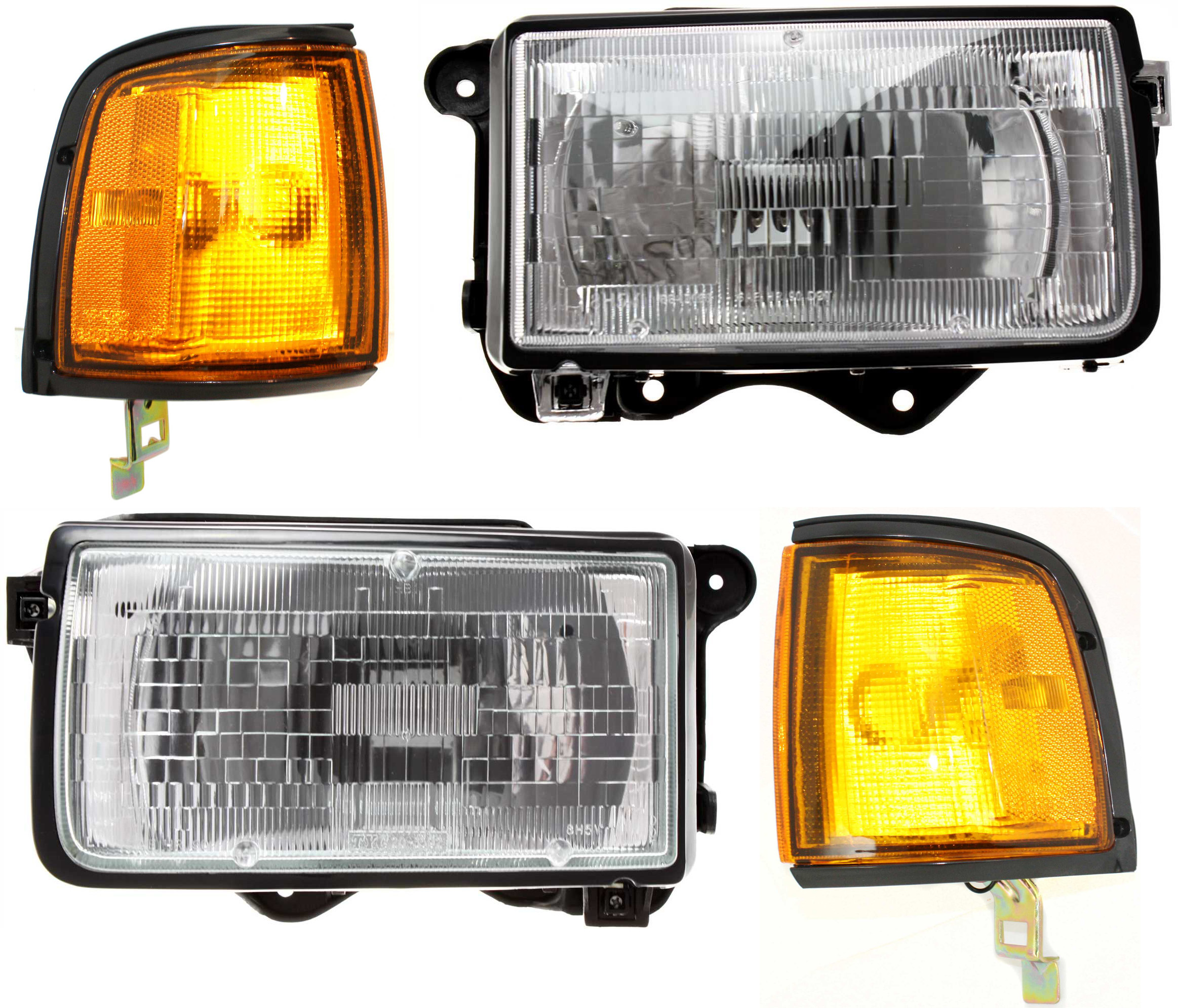 AM RODEO 91-97 PASSPORT 94-97 HEAD LAMP RH AND LH with Bulbs 4 pc Kit with Corner Light SKU KIT 070518-21 Partslink IZ2503101 IZ2502101 IZ2520103 IZ2521103 OEM 8943146253-8943146262-89443456