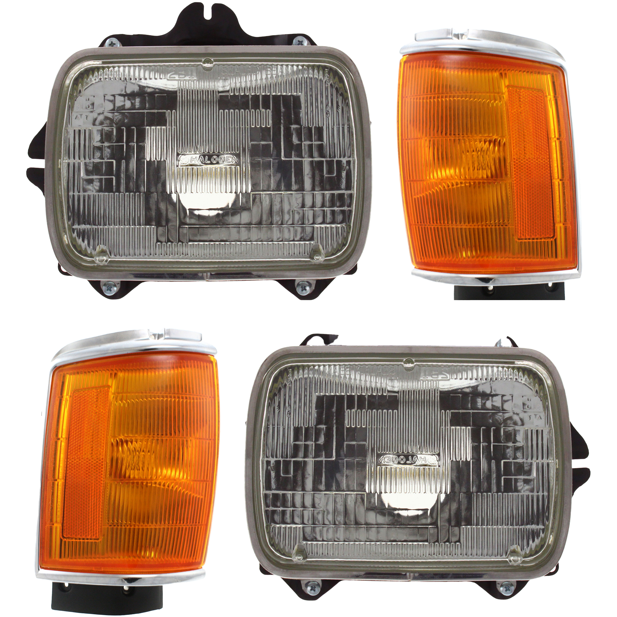 AM 4RUNNER 87-89 PICKUP 87-88 HEAD LAMP RH AND LH Assembly Halogen 4 pc Kit with Corner Lights SKU KIT 070518-32 Partslink TO2501117 TO2500113 TO2520119 TO2521121 OEM 8111089155-8111080367-81150891