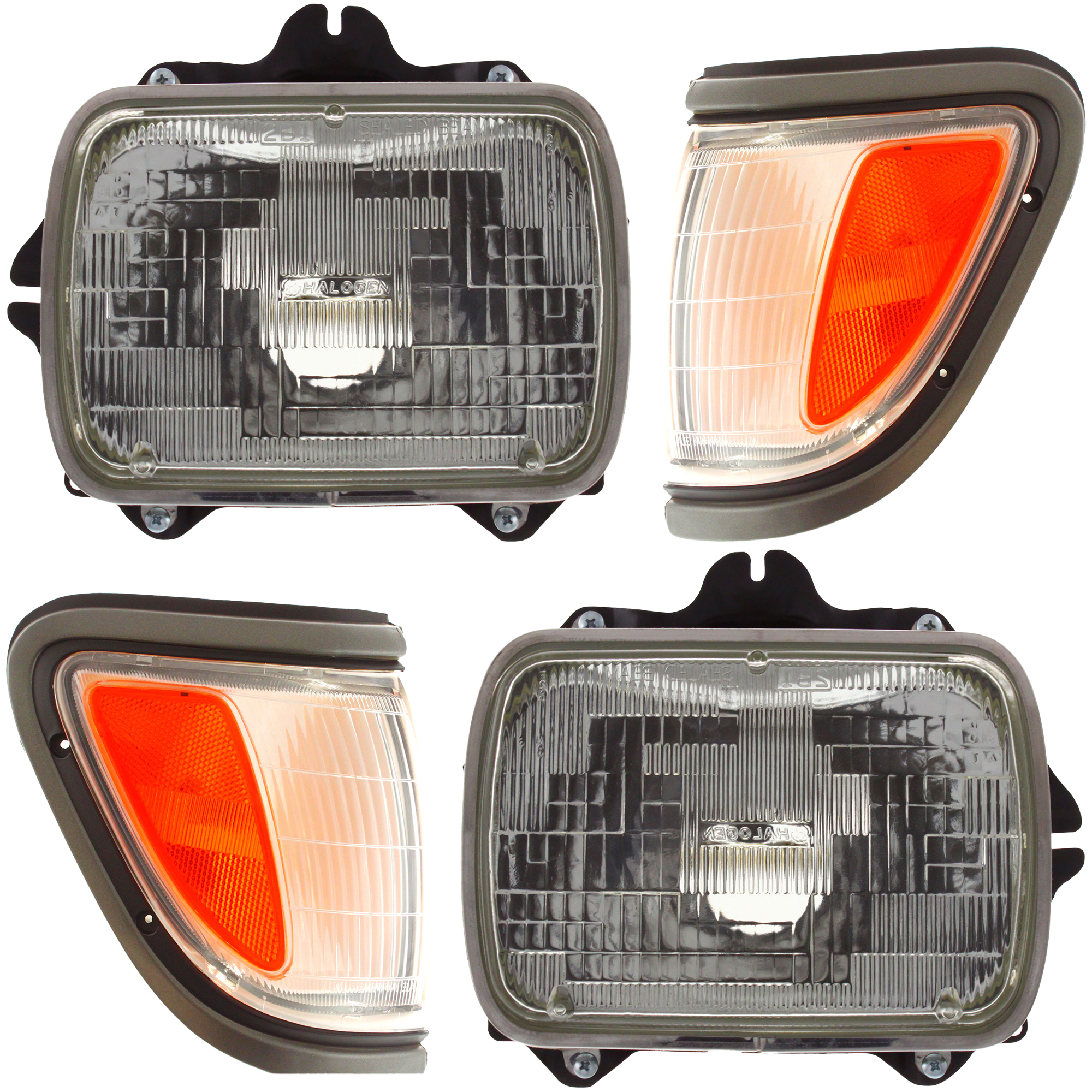 AM TACOMA 95-97 HEAD LAMP RH AND LH Assembly Halogen 4 pc Kit with Corner Lights SKU KIT 070518-38 Partslink TO2501117 TO2500113 TO2520144 TO2521144 OEM 8111089155-8111080367-81150891