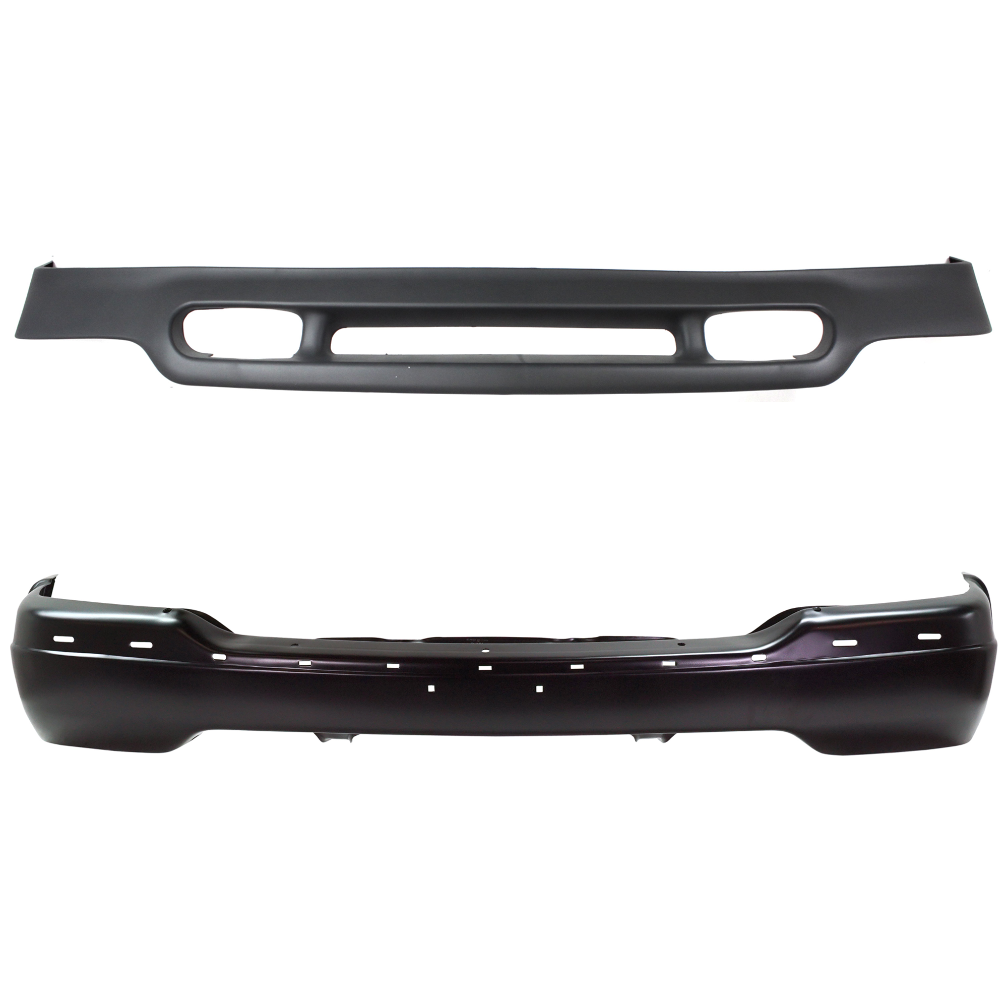 AM YUKON XL 2500-00-06 SIERRA 99-02 FRONT BUMPER 2 pc kit Black w o Air holes w o Bracket with Valance SKU KIT 070524-10 Partslink GM1002374 GM1092171 OEM 12479717-88980802