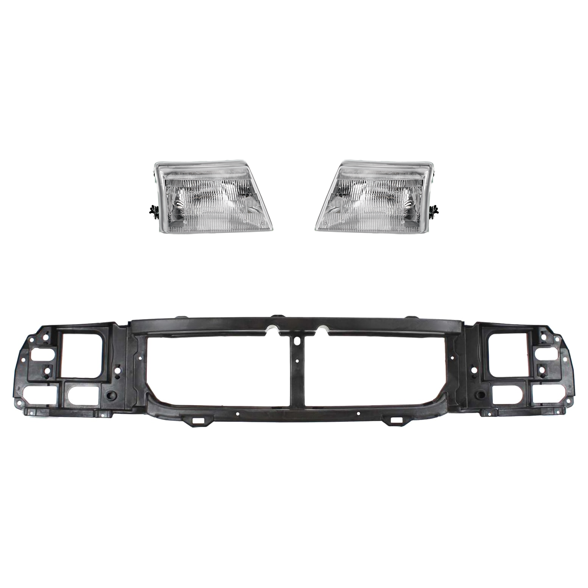 AM RANGER 98-00 HEADER PANEL 3 pc Kit Thermoplastic and Fiberglass with Headlight SKU KIT 070524-14 Partslink FO1220215 FO2502151 FO2503151 OEM XL5Z8A284AA F87Z13008FB F87Z13