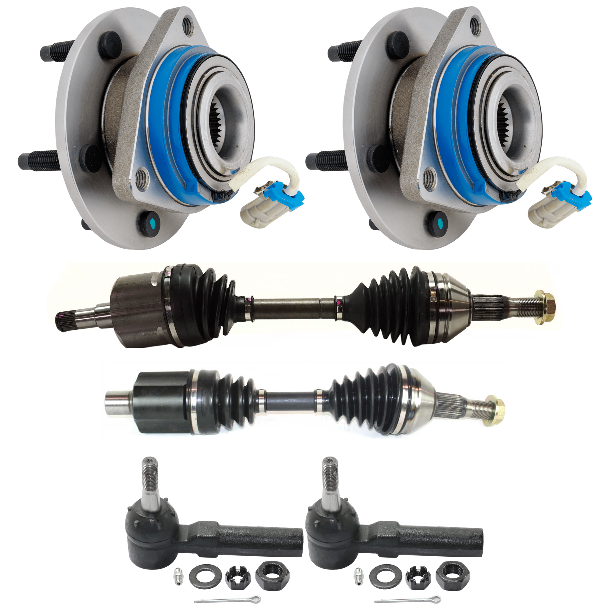 AM CENTURY 00-02 REGAL 97-01 FRONT SUSPENSION KIT RH AND LH 6 pc Kit with Axle Assembly Wheel Hub and Tie Rod End SKU KIT 070524-36 OEM 382044-2693045-2693205-4011707