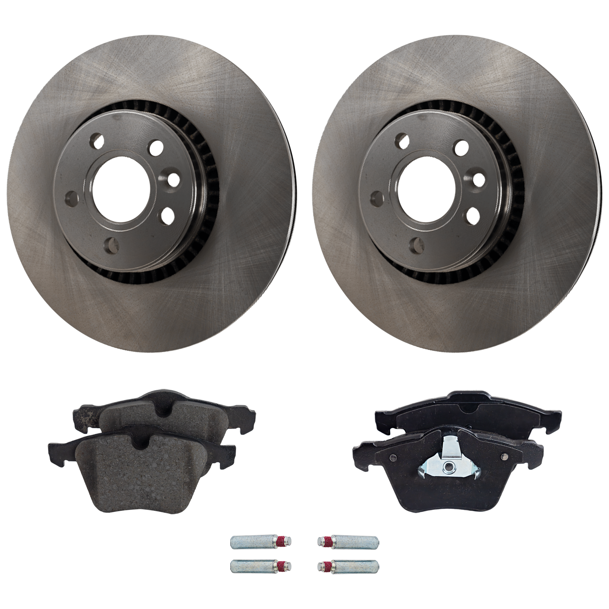 AM S60-11-18 S80-08-16 FRONT BRAKE DISC AND PAD KIT 2 Wheel Set Plain Surface 5 Lugs Cast Iron Organic SKU KIT 070524-80 OEM 34380-45462-850030-900852-6002