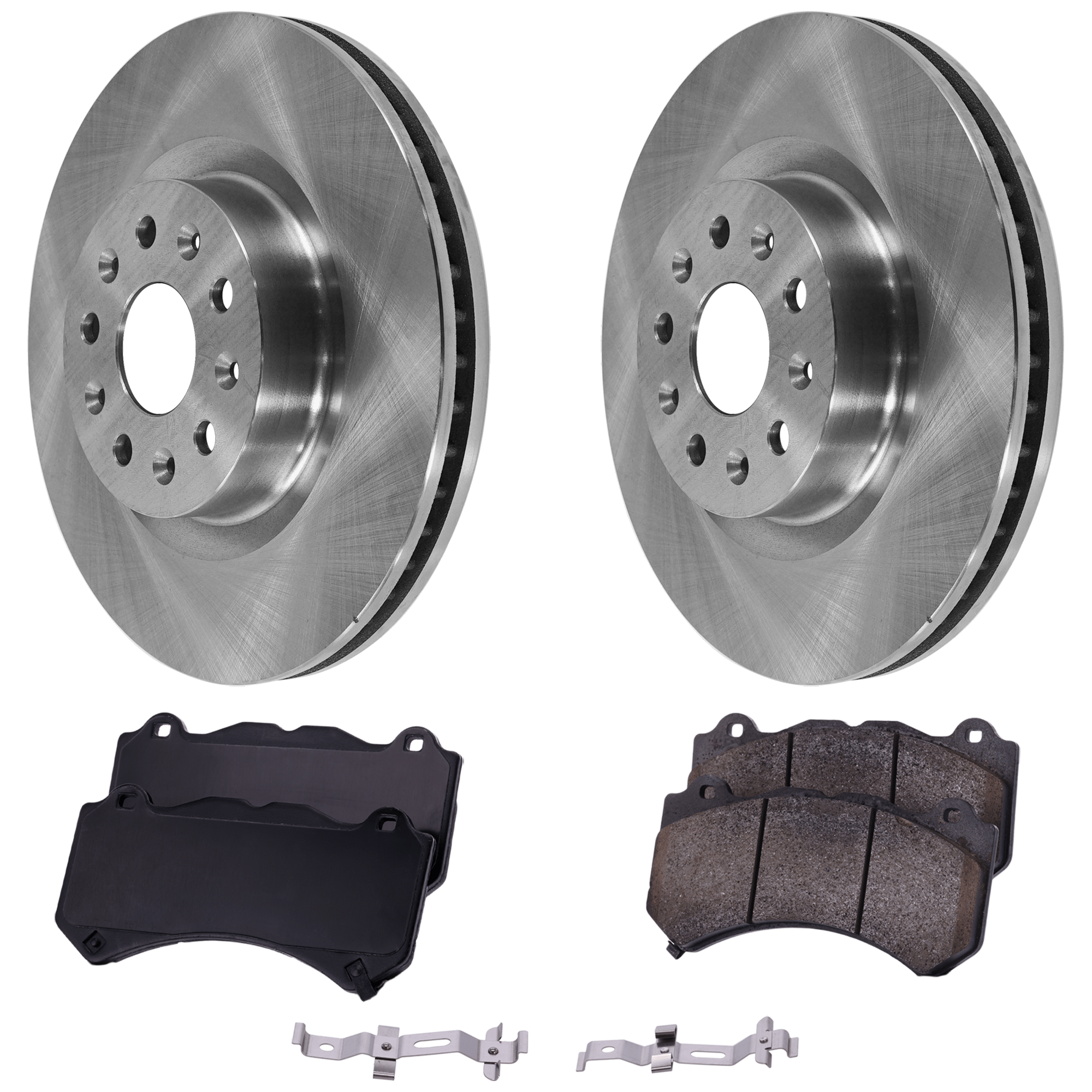 AM CAMARO 17-20 FRONT BRAKE DISC AND PAD KIT 2 Wheel Set Plain Surface 5 Lugs Cast Iron Ceramic SKU KIT 070524-82 OEM 13591198-25940447-68144427AA 6
