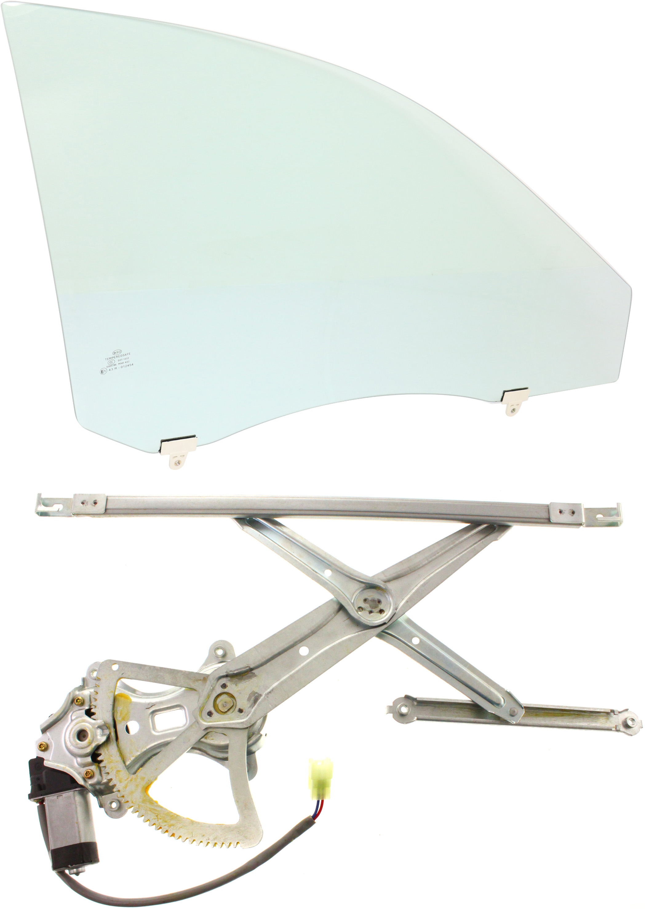 AM CAMRY 02-06 FRONT DOOR GLASS RH Green Tint 2 pc kit Power w Motor w Clip USA Built 4 Door SKU KIT 070617-24 Partslink TO1351142 OEM 68101AA030 FD21405GTYN 69801AA