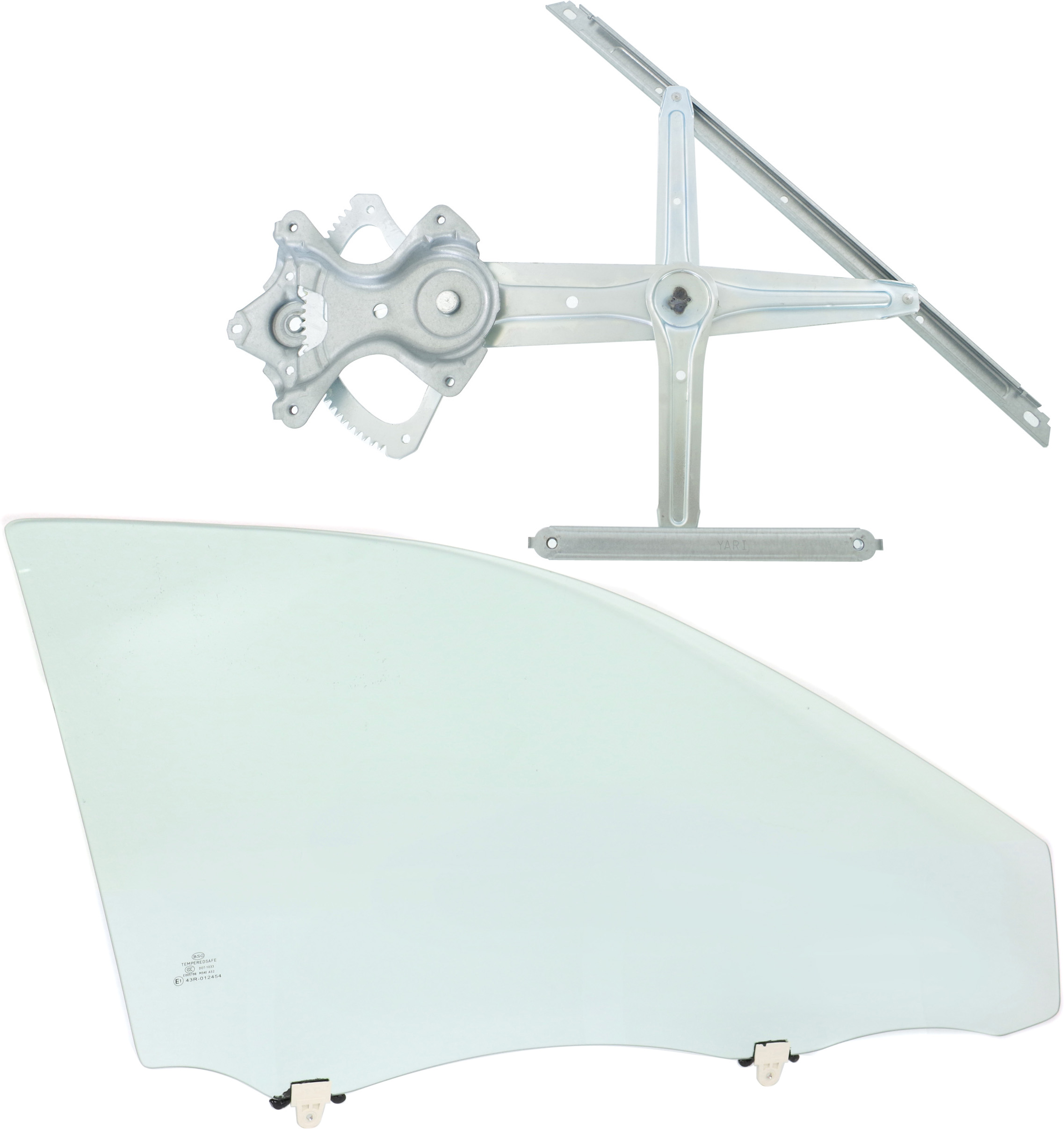 AM CAMRY 12-14 FRONT DOOR GLASS RH Green Tint 2 pc Kit with Window Regulator SKU KIT 070617-48 Partslink TO1351209 OEM 6810106190 FD25311GTYN 6980106
