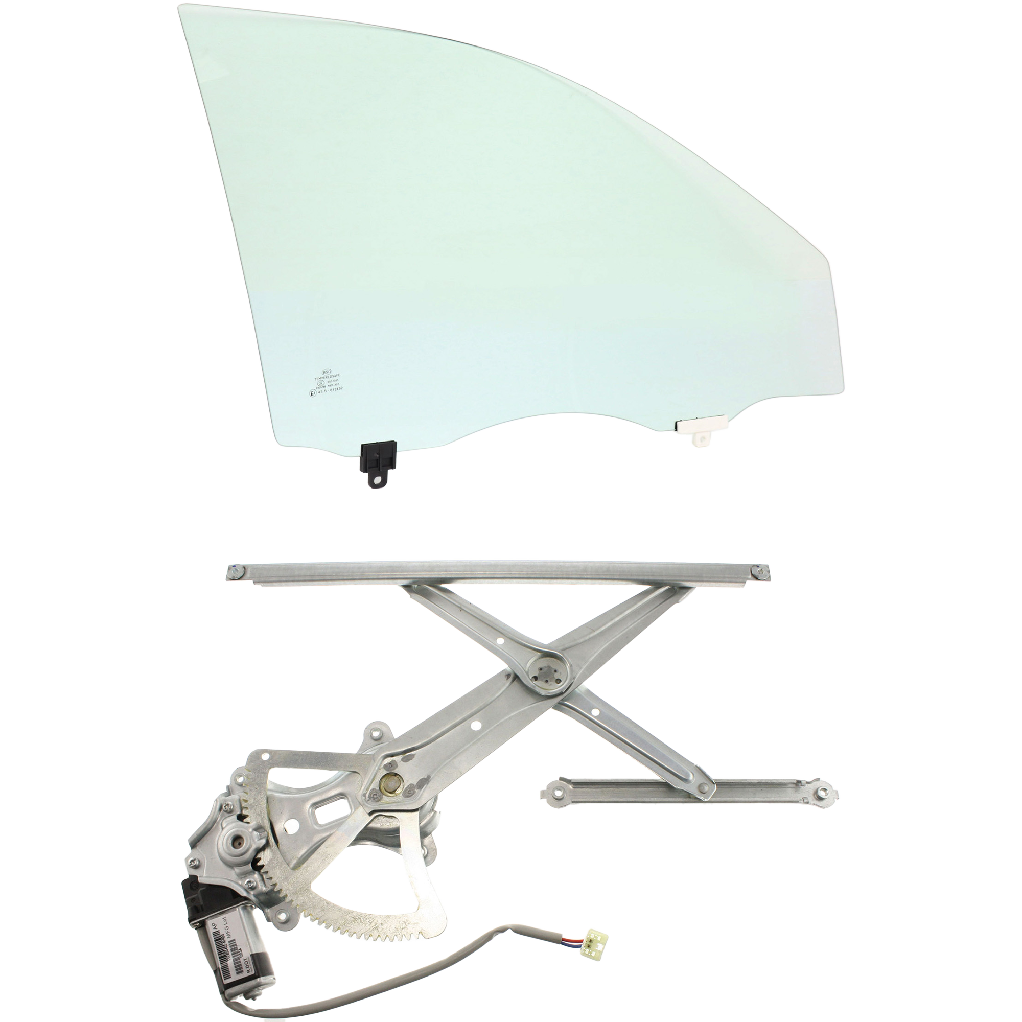 AM COROLLA 03-04 FRONT DOOR GLASS RH 2 pc Kit Sedan USA Built with Window Regulator SKU KIT 070617-60 Partslink TO1351139 OEM 6810102130 FD21605GTYN FD22347