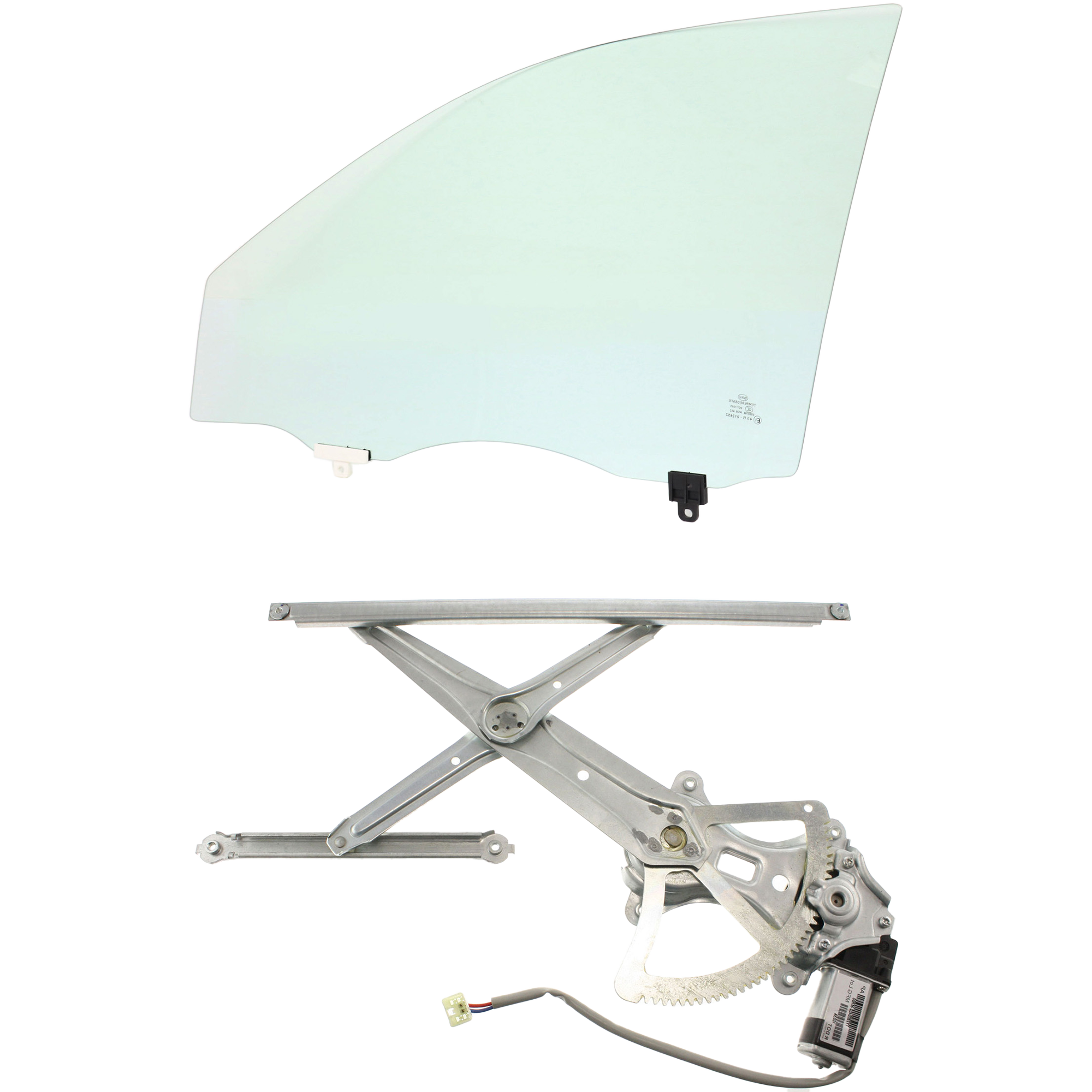 AM COROLLA 05-08 FRONT DOOR GLASS LH 2 pc Kit Green Tint Sedan USA Built with Window Regulator SKU KIT 070617-62 Partslink TO1350139 OEM 6810212A40 FD22348GTYN FD21606