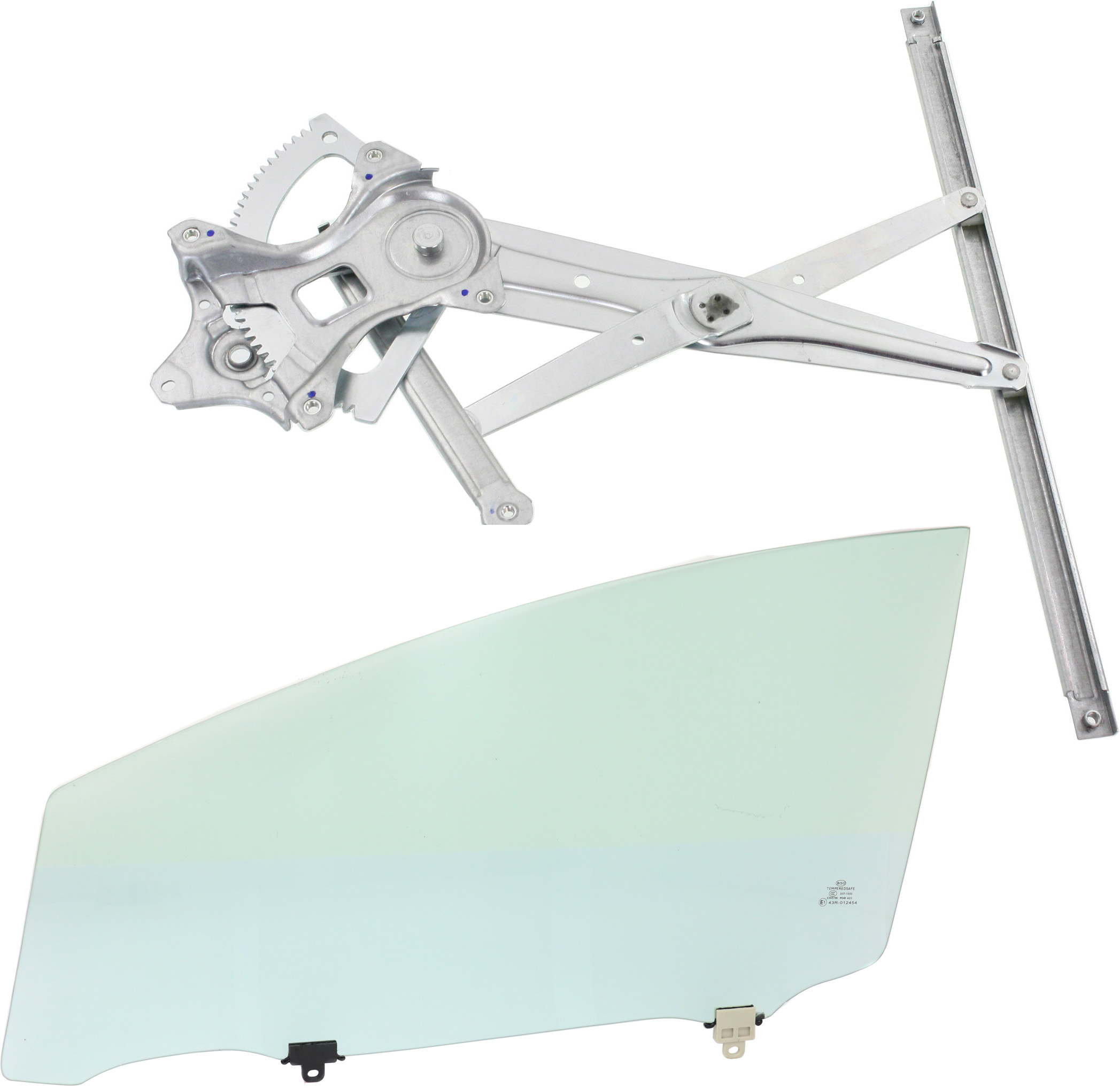 AM PRIUS 10-15 FRONT DOOR GLASS LH Green Tint 2 pc Kit with Window Regulator SKU KIT 070617-98 Partslink TO1350165 OEM 6810247082 FD24401GTYN 6810247