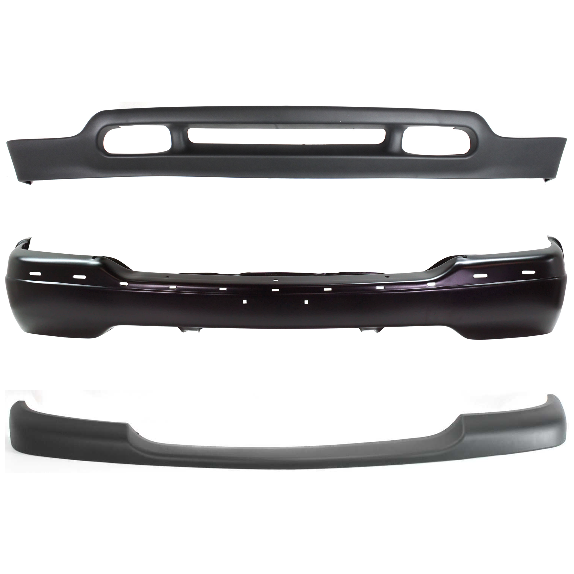 AM YUKON XL 2500-00-06 SIERRA 1500-2500-99-02 BUMPER 3 pc kit Black with Bumper Trim and Valance SKU KIT 070624-285 Partslink GM1002374 GM1051105 GM1092171 OEM 12479717-15748374-88980802