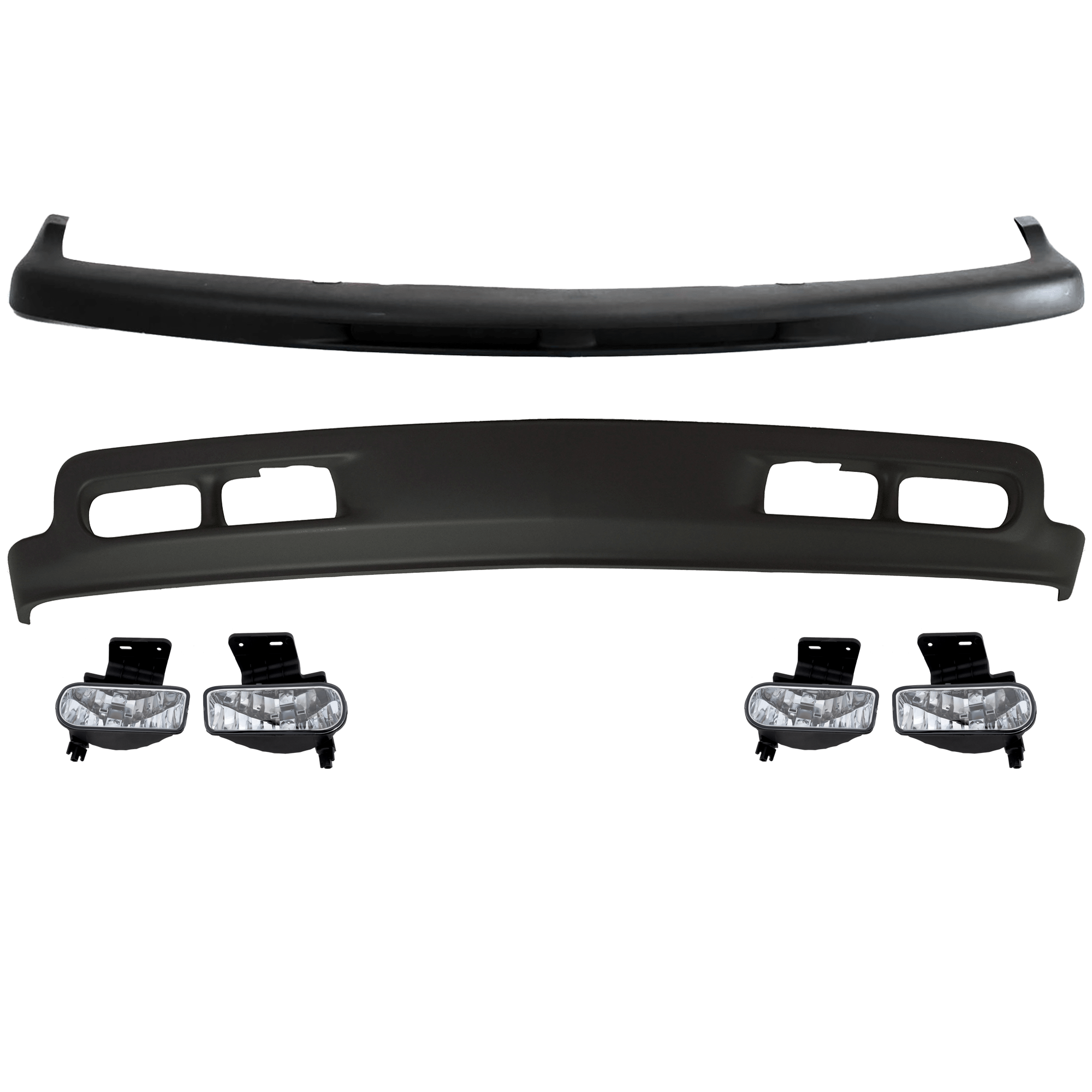 AM SUBURBAN 1500 SUBURBAN 2500-00-04 FOG LAMP RH AND LH 4 pc kit Halogen Clear Lens with Bumper Trim and Valance SKU KIT 070624-286 Partslink GM2593113 GM2592113 GM1051103 GM1092167 OEM 19433556-10368477-10368476-150