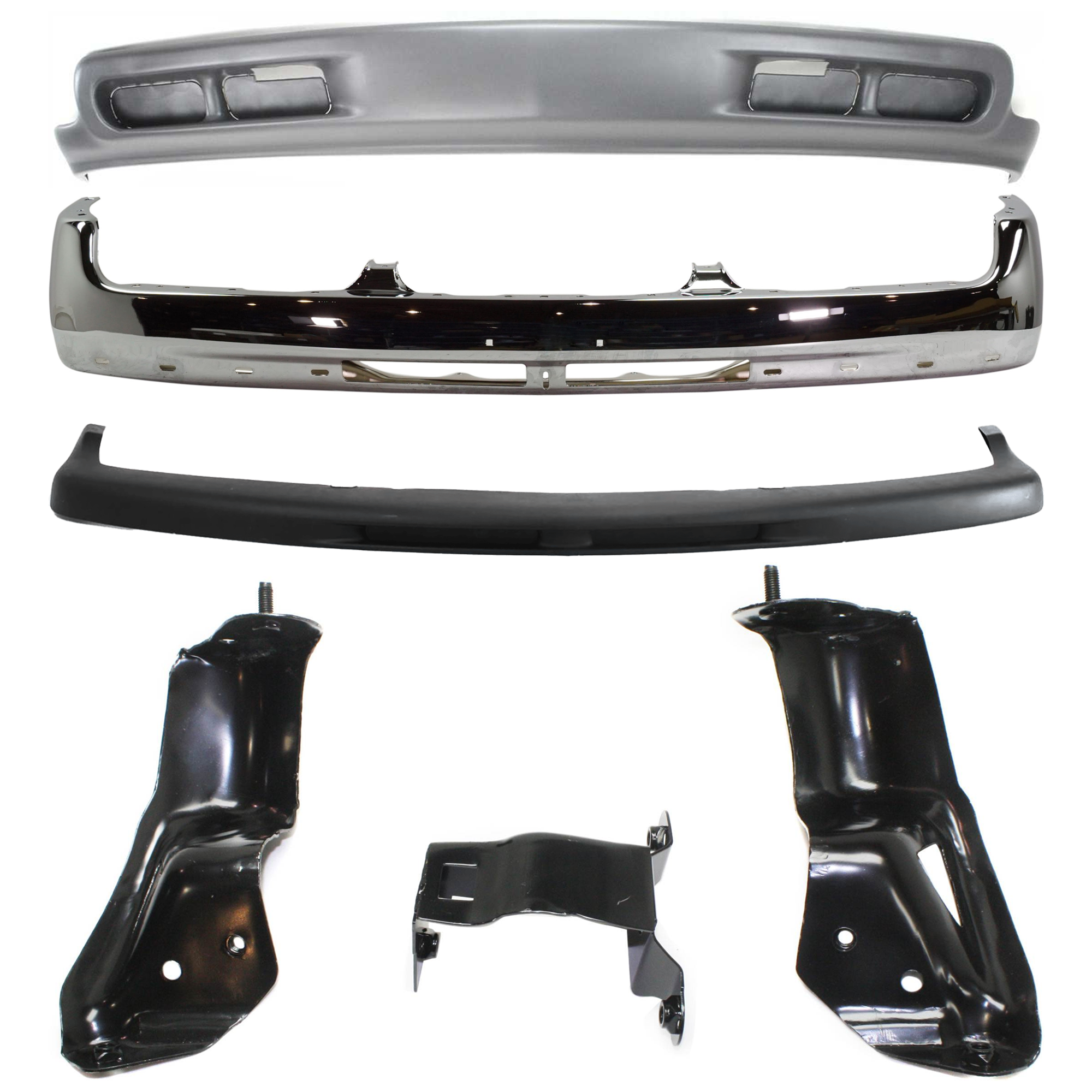AM SUBURBAN 1500 SUBURBAN 2500-00-06 BUMPER 6 pc kit Chrome w o Bracket with Bumper Bracket Bumper Trim and Valance SKU KIT 070624-287 Partslink GM1002376 GM1061102 GM1051103 GM1092168 OEM 12336026 Performance 15050703