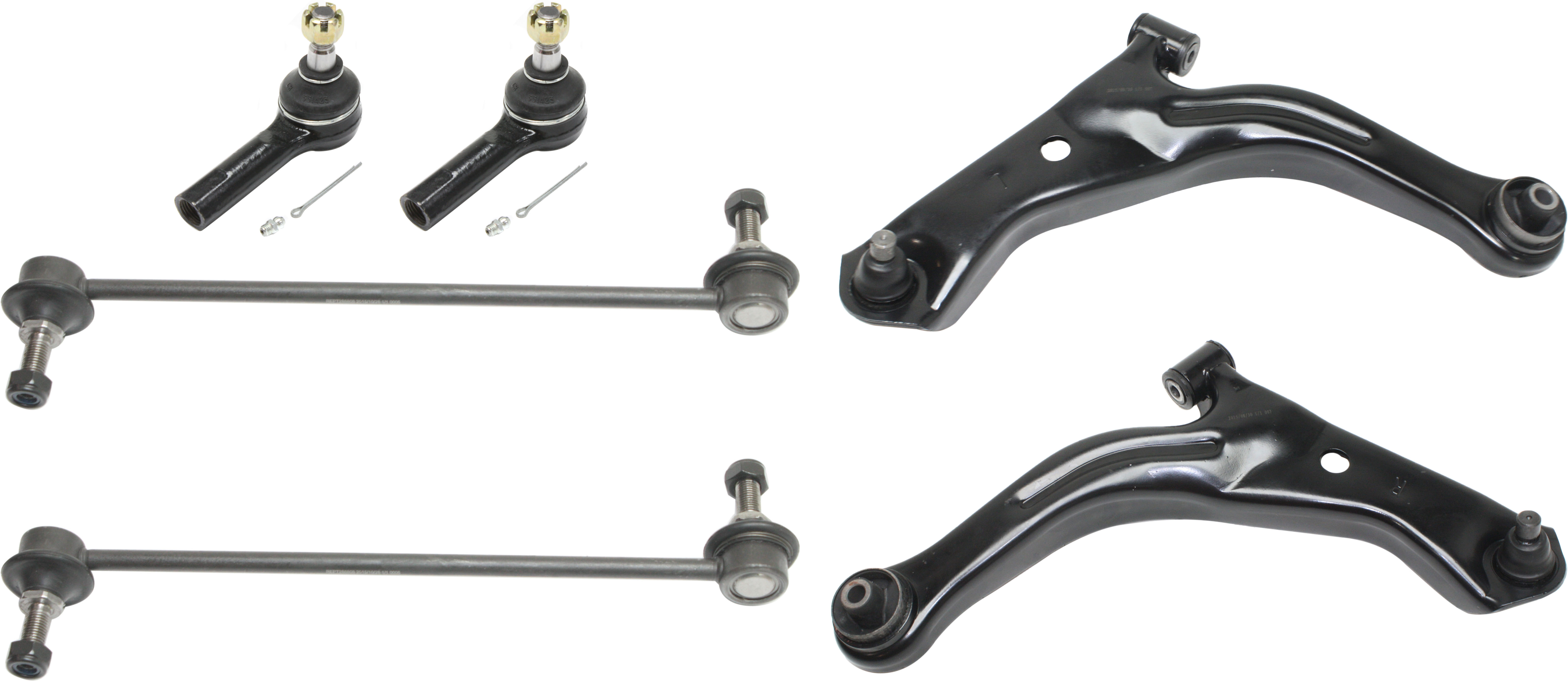 AM ESCAPE 03-04 FRONT CONTROL ARM RH AND LH Lower 6 pc kit with Sway Bar Links and Tie Rod Ends SKU KIT 070716-01 OEM 5L8Z3079AA 6L8Z3079AA EF913435