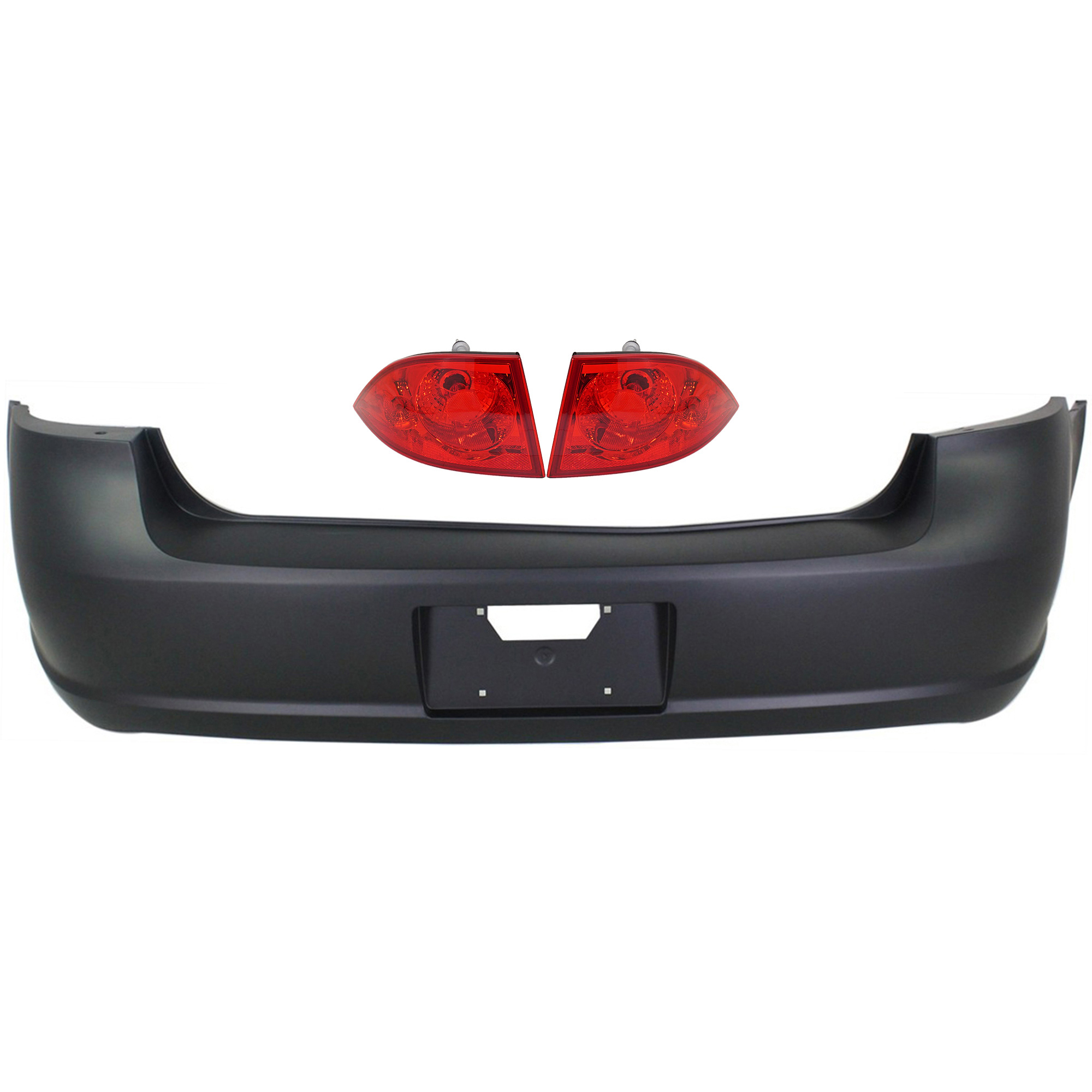 AM LUCERNE 06-07 REAR BUMPER COVER Textured 3 pc Kit with Tail Lights SKU KIT 070917-50 Partslink GM1100775 GM2819177 GM2818177 OEM 19121117-25927354-25927355