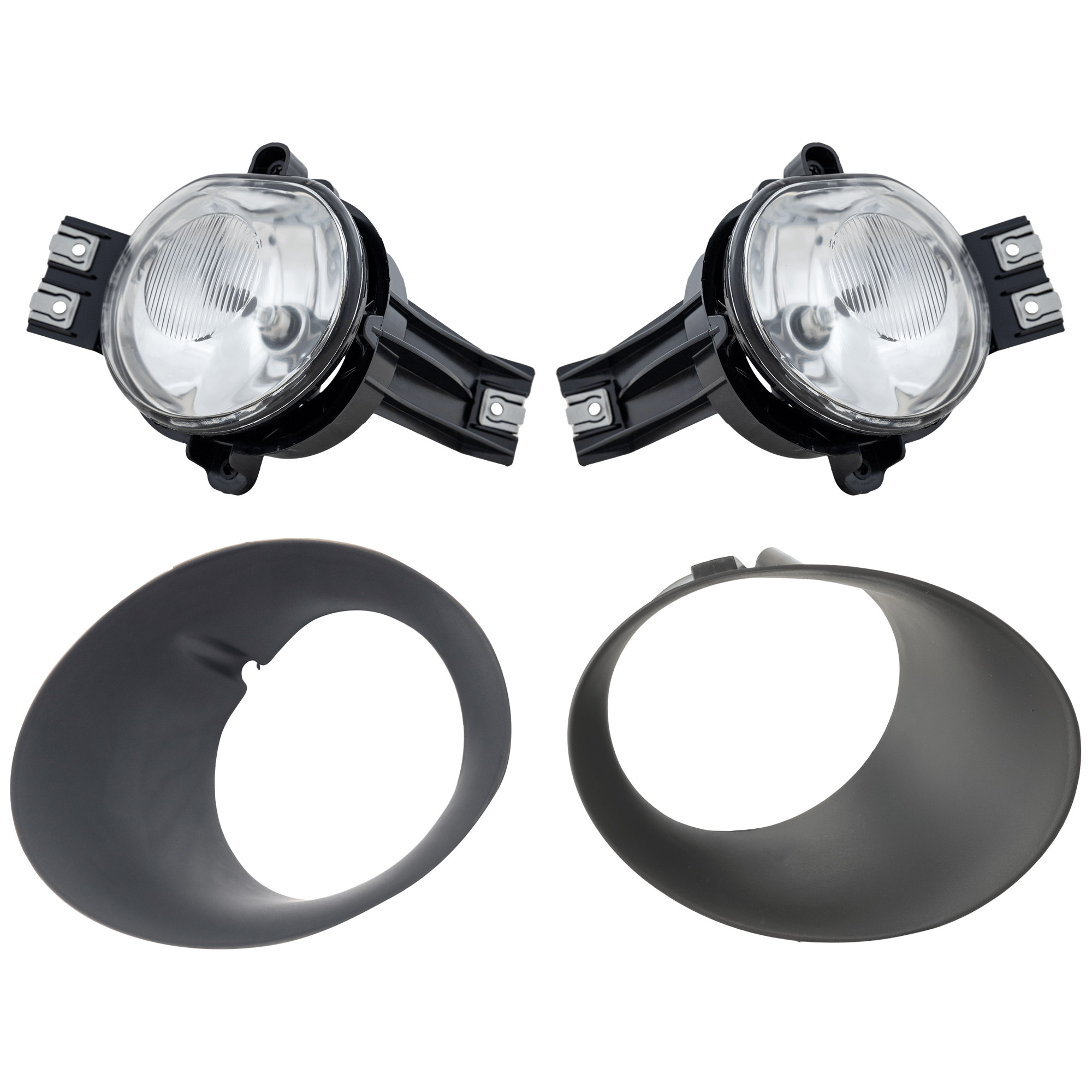 AM DODGE RAM 02-09 FRONT FOG LAMP RH AND LH 4 pc kit Assembly with Fog Light Trim SKU KIT 070924-08 Partslink CH2592121 CH2593121 CH2598101 CH2599101 OEM 55077474AE 55077475AE 55077239