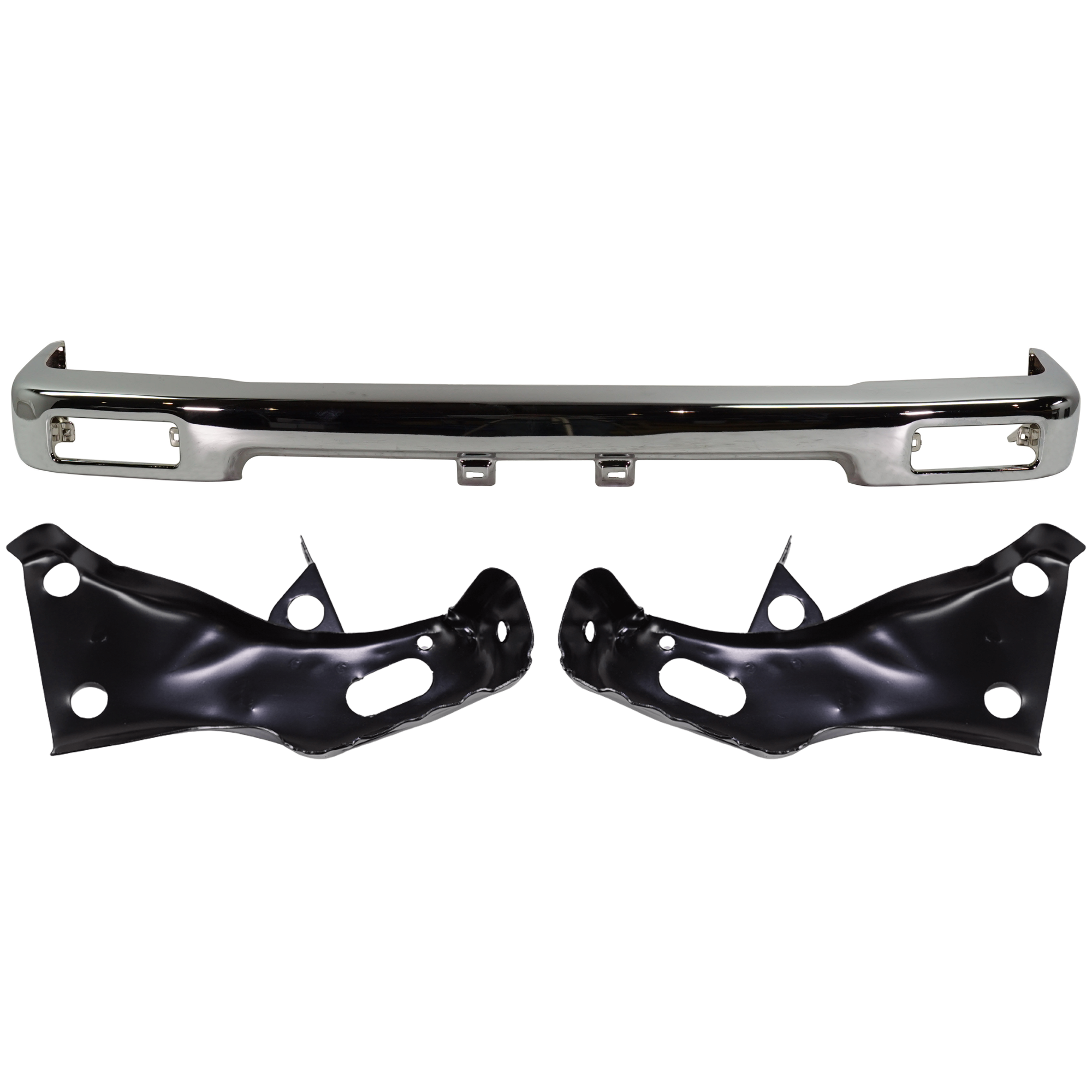 AM TOYOTA PICKUP 89-95 FRONT BUMPER 3 pc kit Chrome with Bumper Bracket SKU KIT 070924-12 Partslink TO1002102 TO1066107 TO1067107 OEM 5210135070-5201235060-52011350