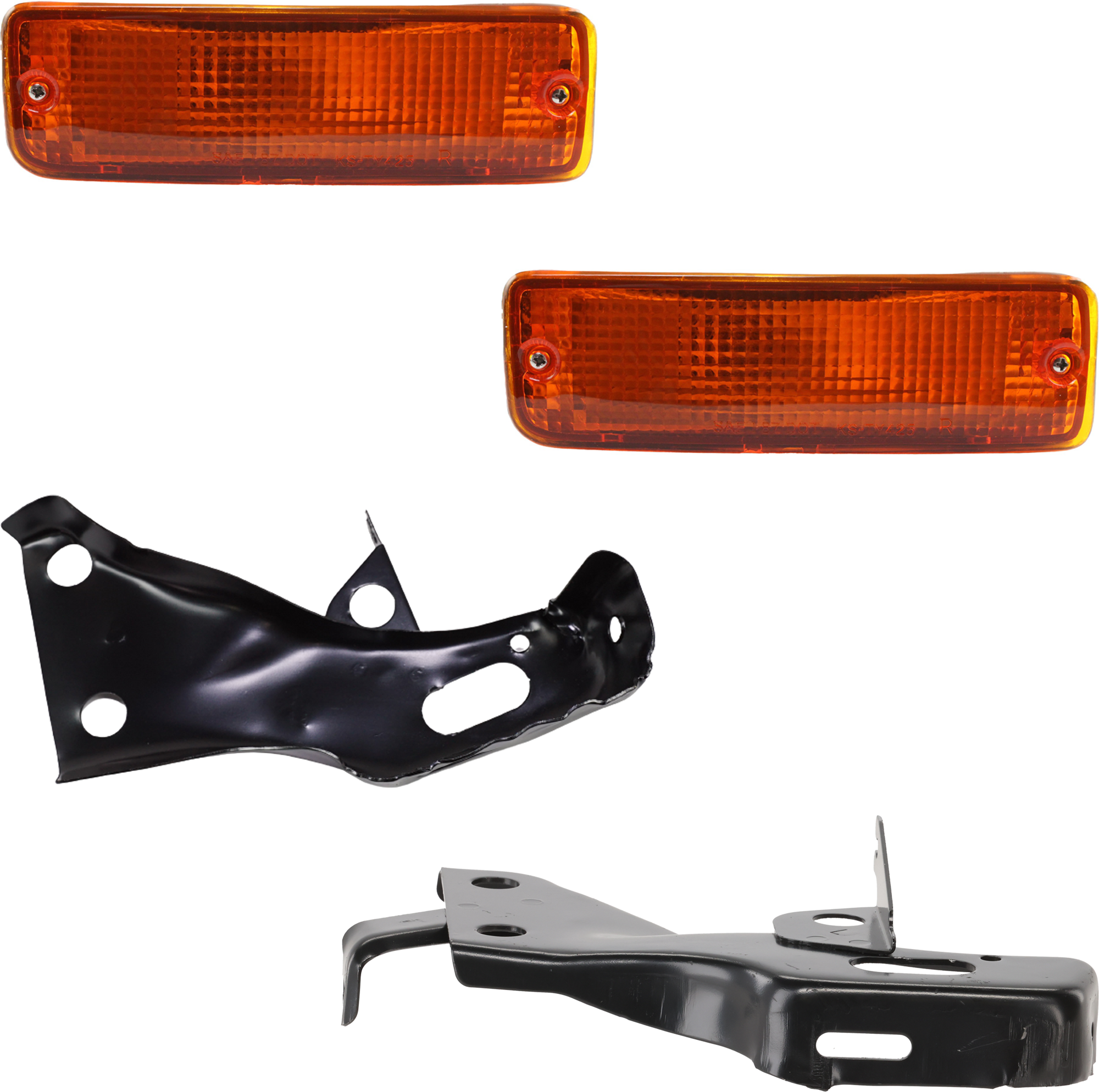 AM TOYOTA PICKUP 89-95 FRONT TURN SIGNAL LAMP RH AND LH 4 pc kit Assembly with Bumper Bracket SKU KIT 070924-14 Partslink TO2520105 TO2521107 TO1066107 TO1067107 OEM 8151089134-8152089134-52012350