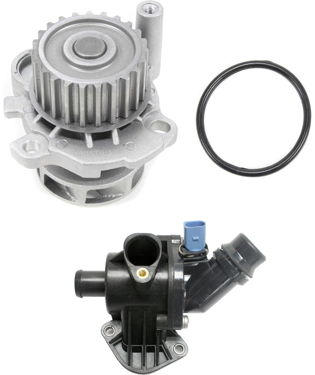 AM A4-02-06 A4 QUATTRO 02-05 WATER PUMP 2 pc Kit with Thermostat Housing SKU KIT 071017-08 OEM 06B121111K
