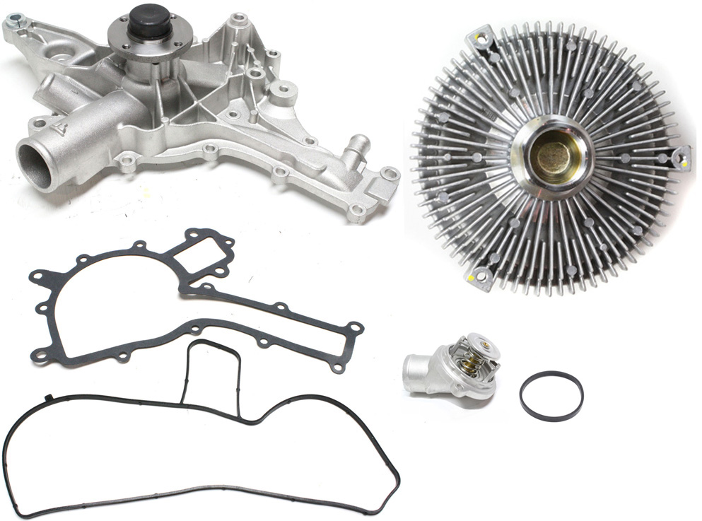 AM C280-98-00 E320-98-03 WATER PUMP 3 pc Kit w Fan Clutch Water Outlet SKU KIT 071017-16 OEM 20-763-440-814-925-700-000-000-000