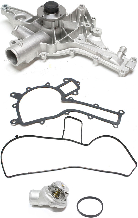 AM E CLASS 98-05 ML CLASS 99-07 WATER PUMP 2 pc Kit w Water Outlet SKU KIT 071017-17 OEM 20763-44081-49257-99177-181643