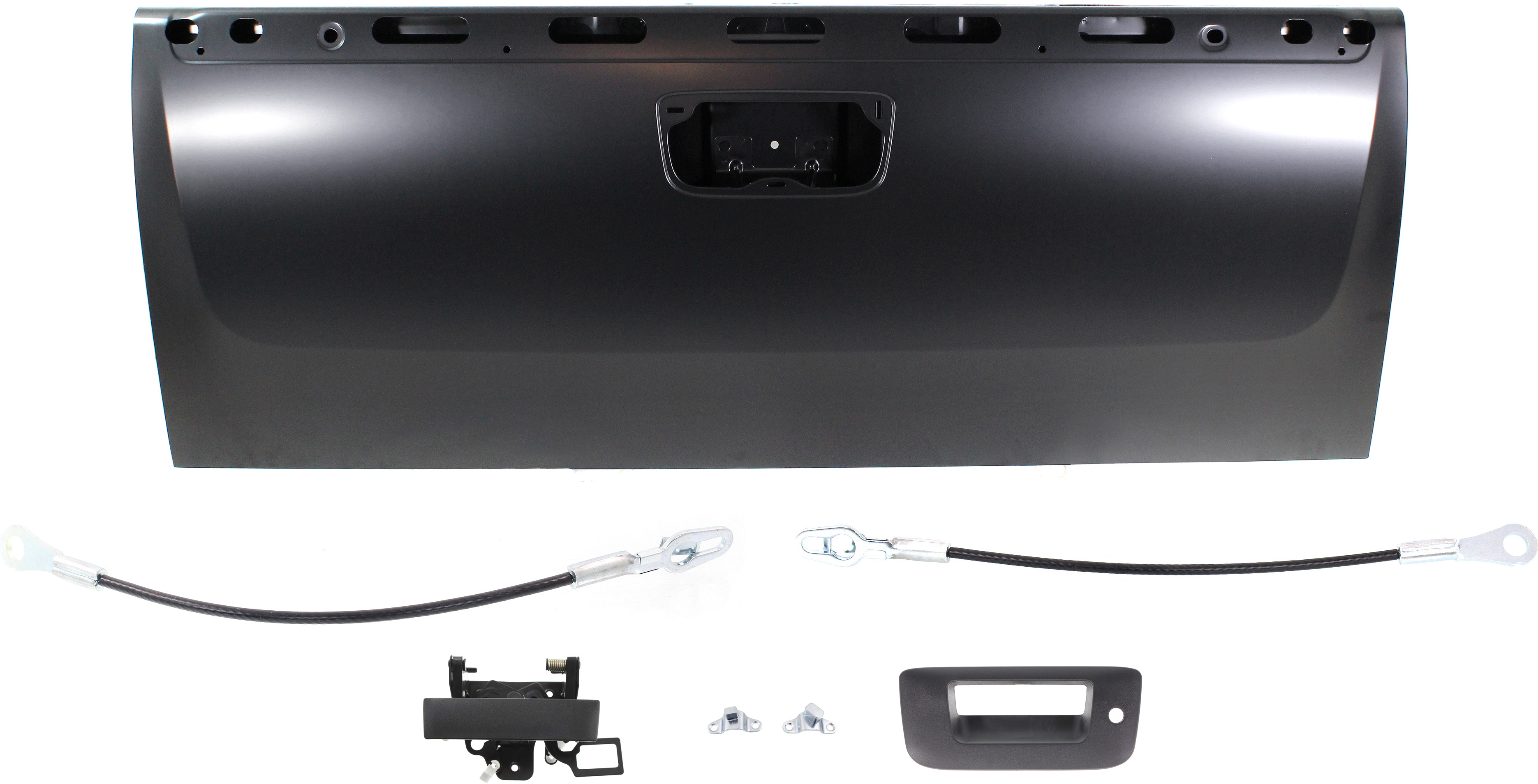 AM SILVERADO SIERRA 07-14 TAILGATE 7 pc Kit with Tailgate Handle Tailgate Hinge and Tailgate Cable SKU KIT 071017-66 Partslink GM1900125C GM1915124 GM1916106 GM1921103 GM1920103 OEM 15206081-15206082-20880358-209