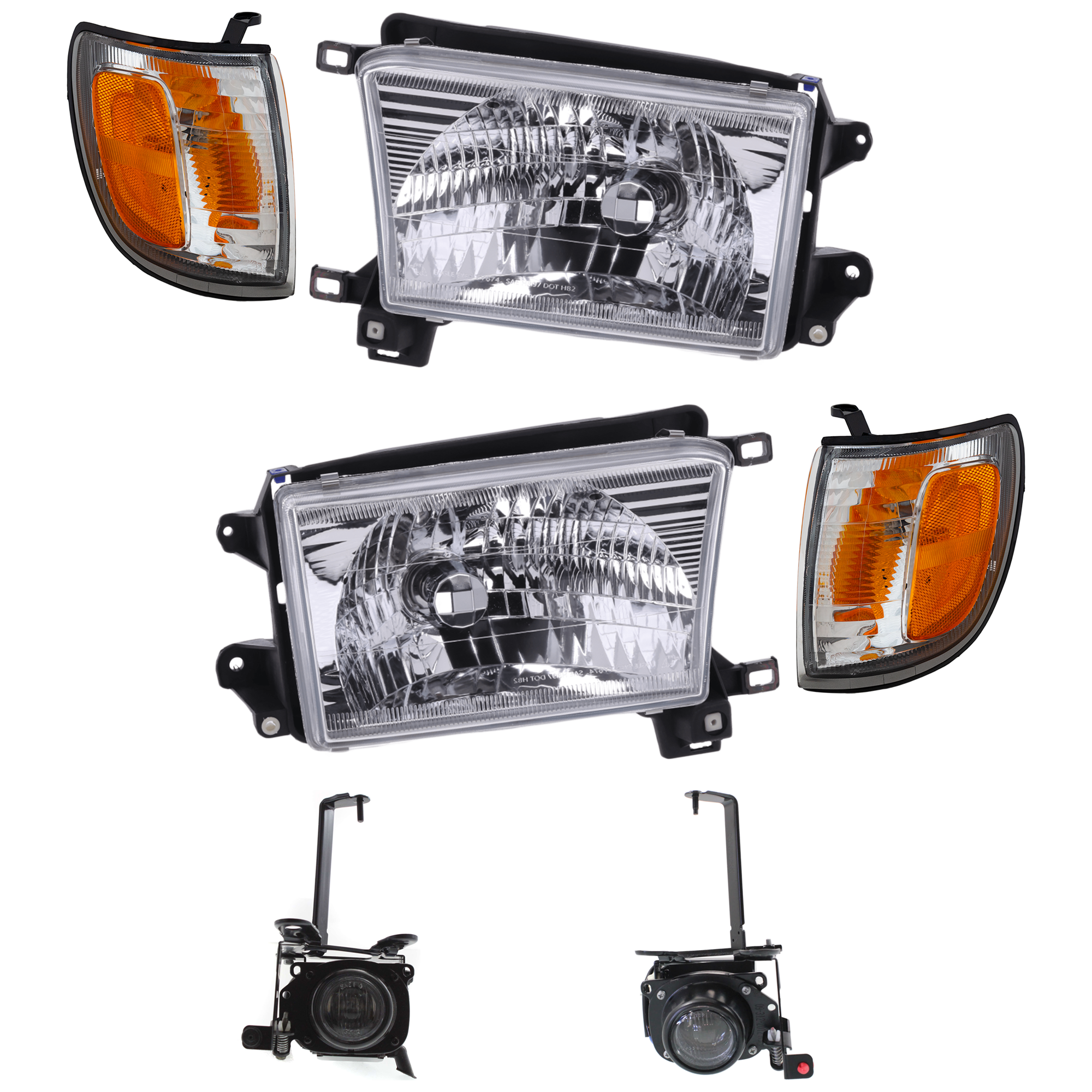AM 4RUNNER 99-02 FRONT FOG LAMP RH AND LH 6 pc kit Assembly w Headlight and Corner Light Factory Installed Type SKU KIT 071024-03 Partslink TO2592110 TO2593110 TO2521157 TO2520157 TO2503128 TO2502128 OEM 8121035050-8122035030-81610353