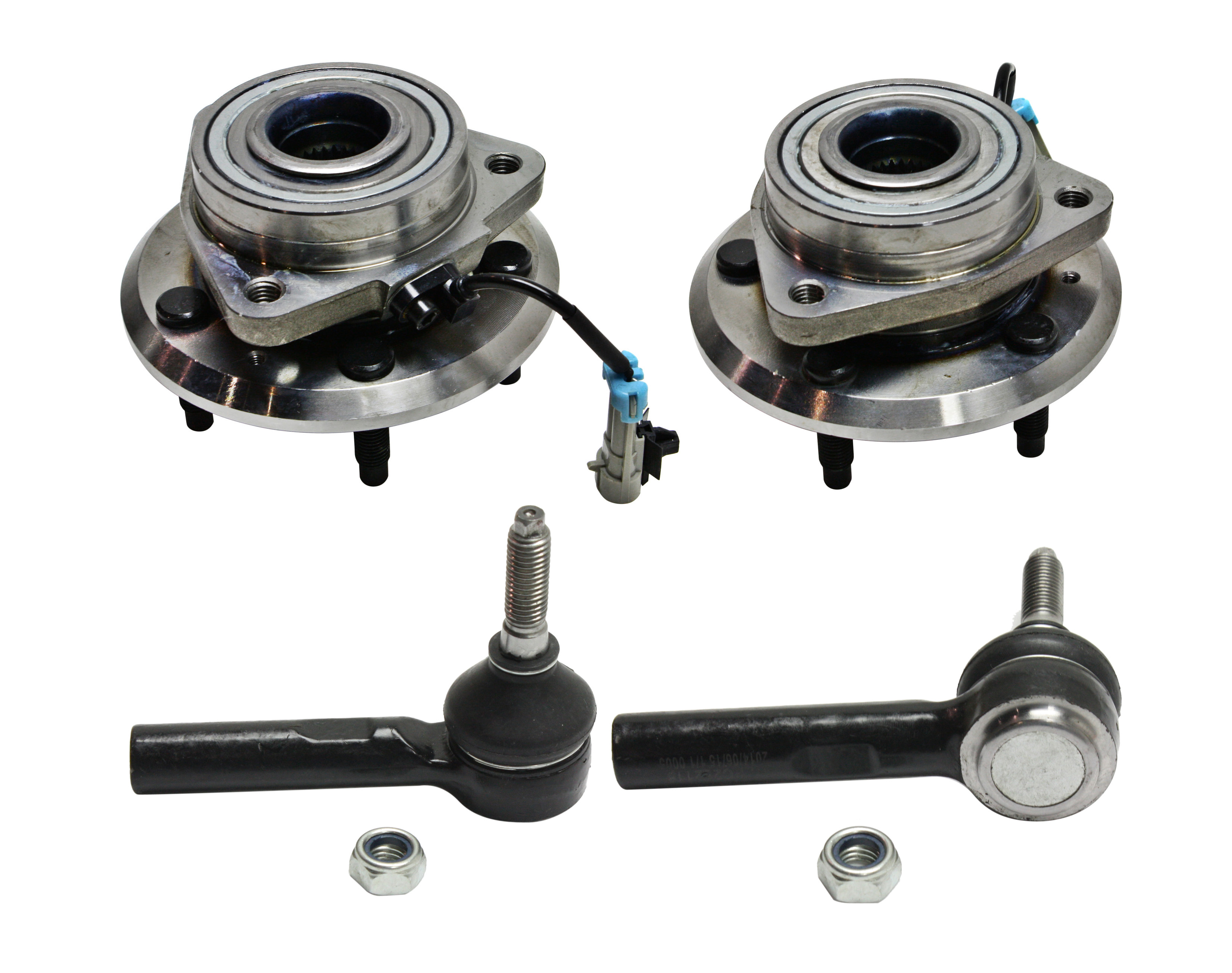 AM EQUINOX TORRENT XL 7-07-09 FRONT HUB ASSEMBLY RH AND LH 4 pc Kit with Tie Rod Ends SKU KIT 071117-32 OEM 2693399-15140337-15220347-1914