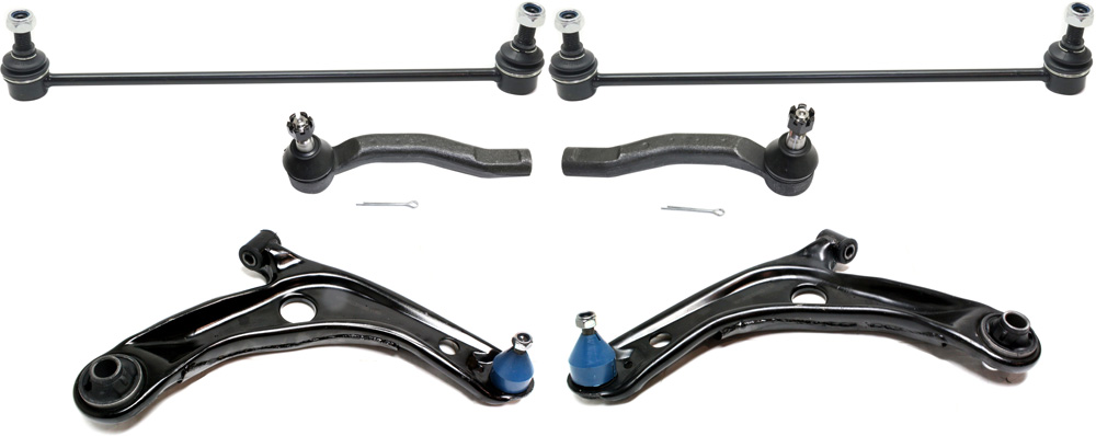 AM YARIS 06-14 PRIUS C 12-19 FRONT CONTROL ARM KIT RH AND LH Lower w ball joint s 6 pc Kit with Sway Bar Link and Tie Rod End SKU KIT 071117-74 OEM 4806959135-4806959095-48068591