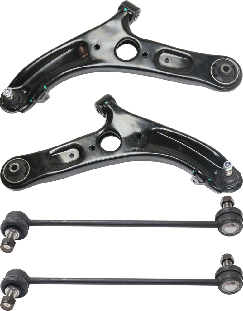 AM ELANTRA 11-16 VELOSTER 12-17 FRONT CONTROL ARM KIT RH AND LH Lower w ball joint s 4 pc Kit with Sway Bar Link SKU KIT 071117-93 Partslink HY4511103 OEM 545003X000-545013X000-548300U0