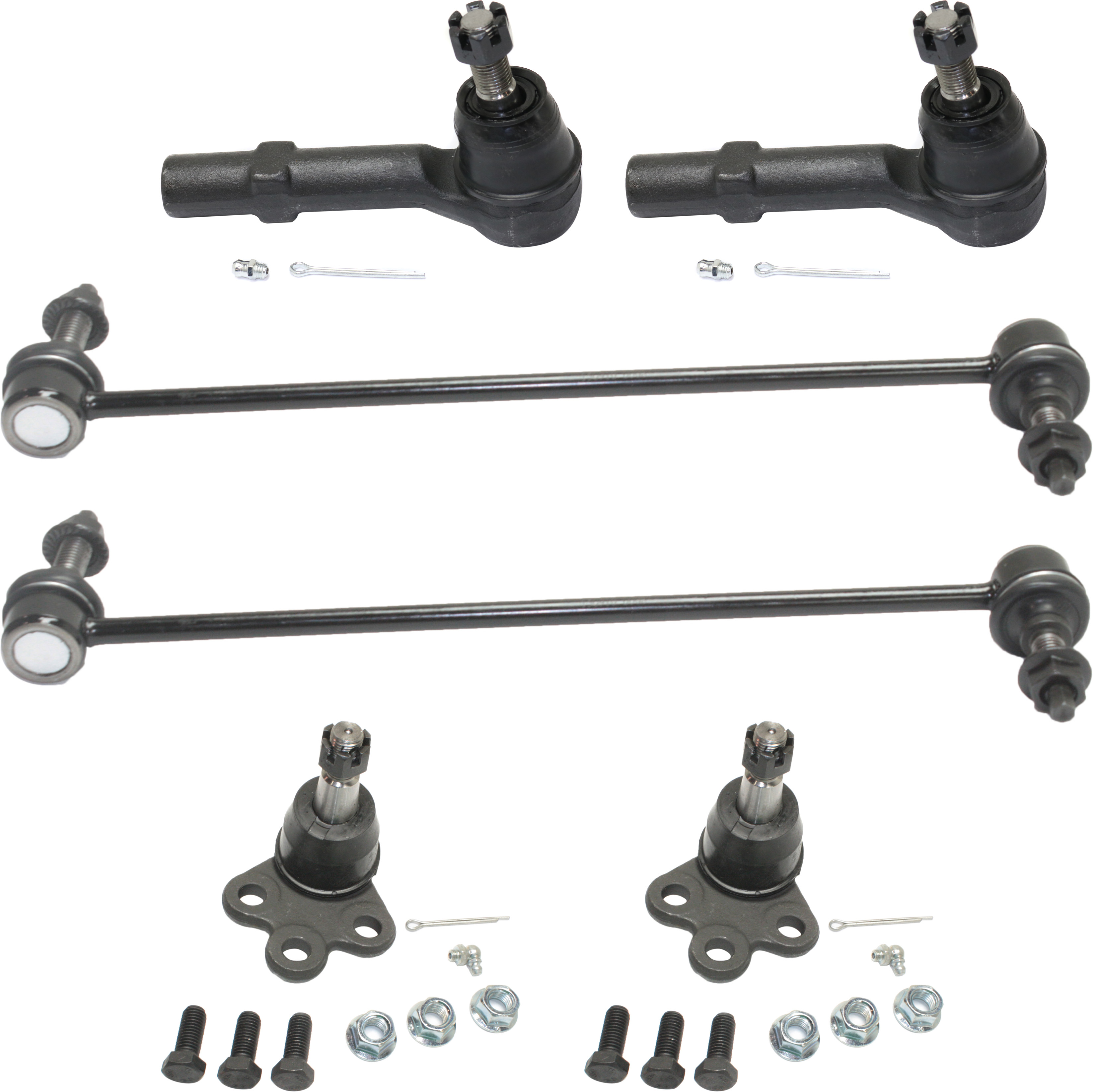 AM ACADIA 07-16 ENCLAVE 08-17 FRONT SUSPENSION KIT RH AND LH 6 pc kit with Ball Joints Sway Bar Links and Tie Rod Ends SKU KIT 071118-03 OEM 2601788-5051468-15863690-45D14