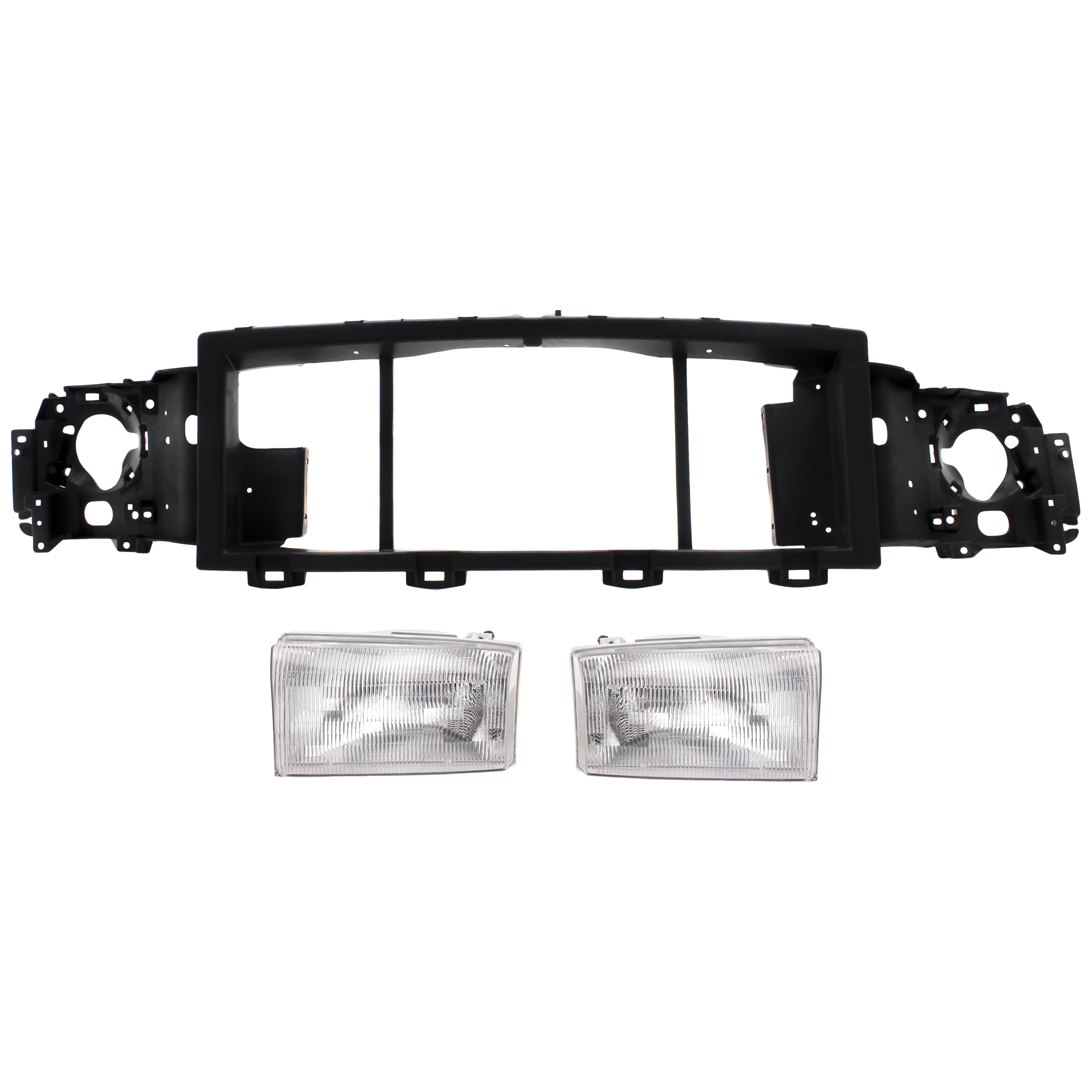 AM F SERIES SUPER DUTY 99-01 HEADER PANEL 3 pc Kit Grille Opening Panel with Headlight SKU KIT 071124-100 Partslink FO1221115 FO2503147 FO2502147 OEM F81Z8A284AA 1C3Z13008AA 1C3Z13
