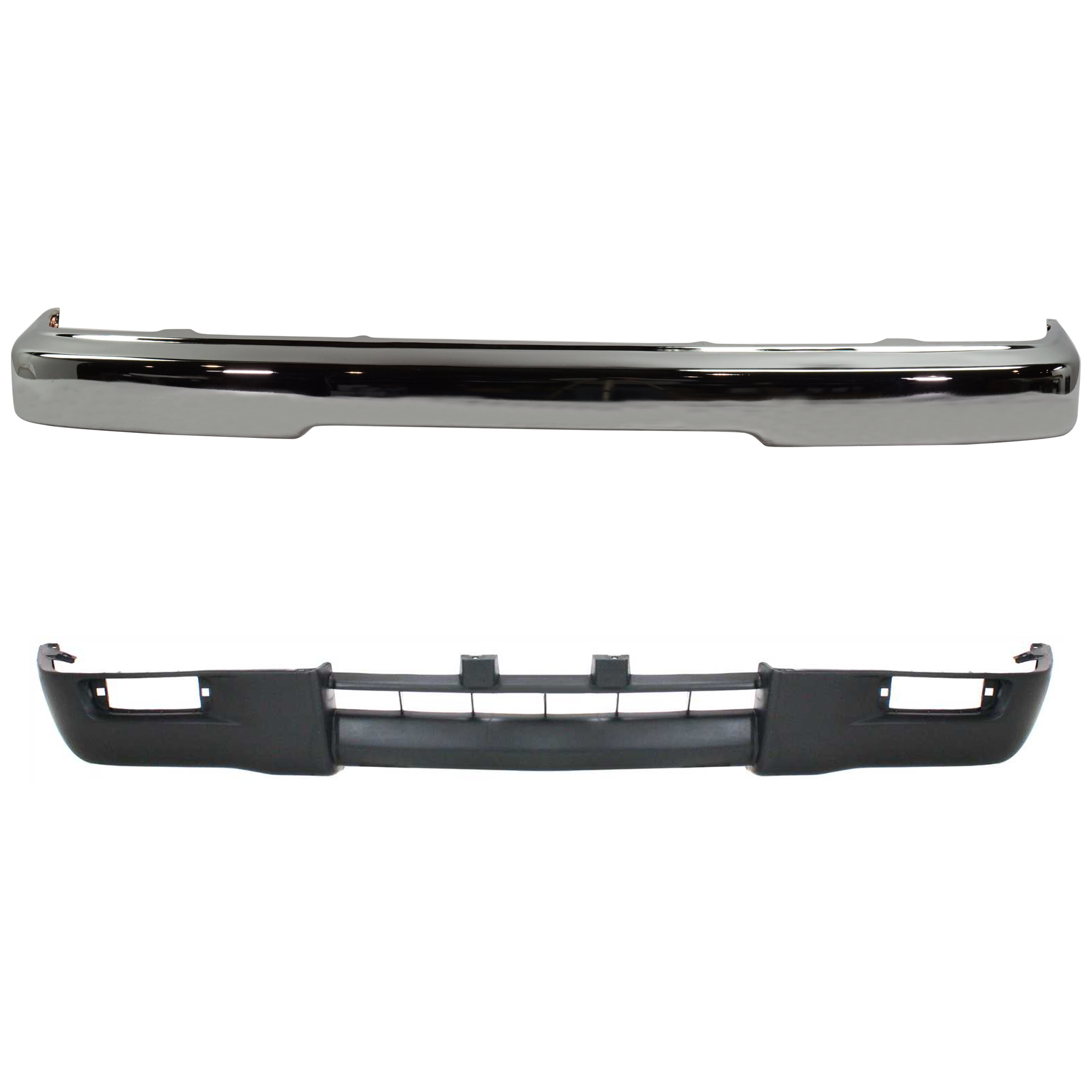 AM TACOMA 95-97 FRONT BUMPER 2 pc kit Chrome with Valance SKU KIT 071124-21 Partslink TO1002156 TO1095175 OEM 5210104080-5391104051