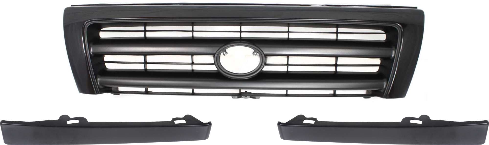 AM TACOMA 97-00 GRILLE 3 pc Kit Painted Black Shell and Insert with Bumper Filler SKU KIT 071124-26 Partslink TO1200211 TO1089102 TO1088102 OEM 5310004110C0-5251235040-525133