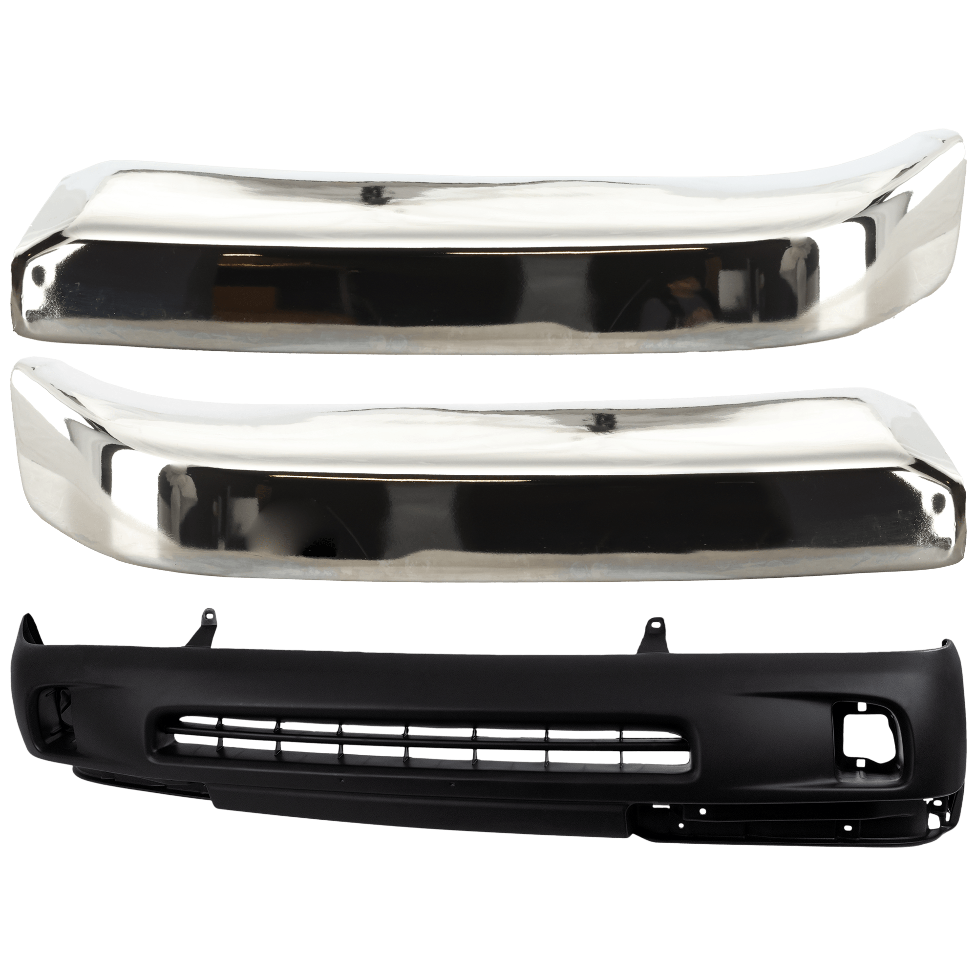 AM TACOMA 98-00 FRONT BUMPER COVER 3 pc kit Primed with Bumper End SKU KIT 071124-35 Partslink TO1004165 TO1005165 OEM 5391104090 PFM 5210304010-5210