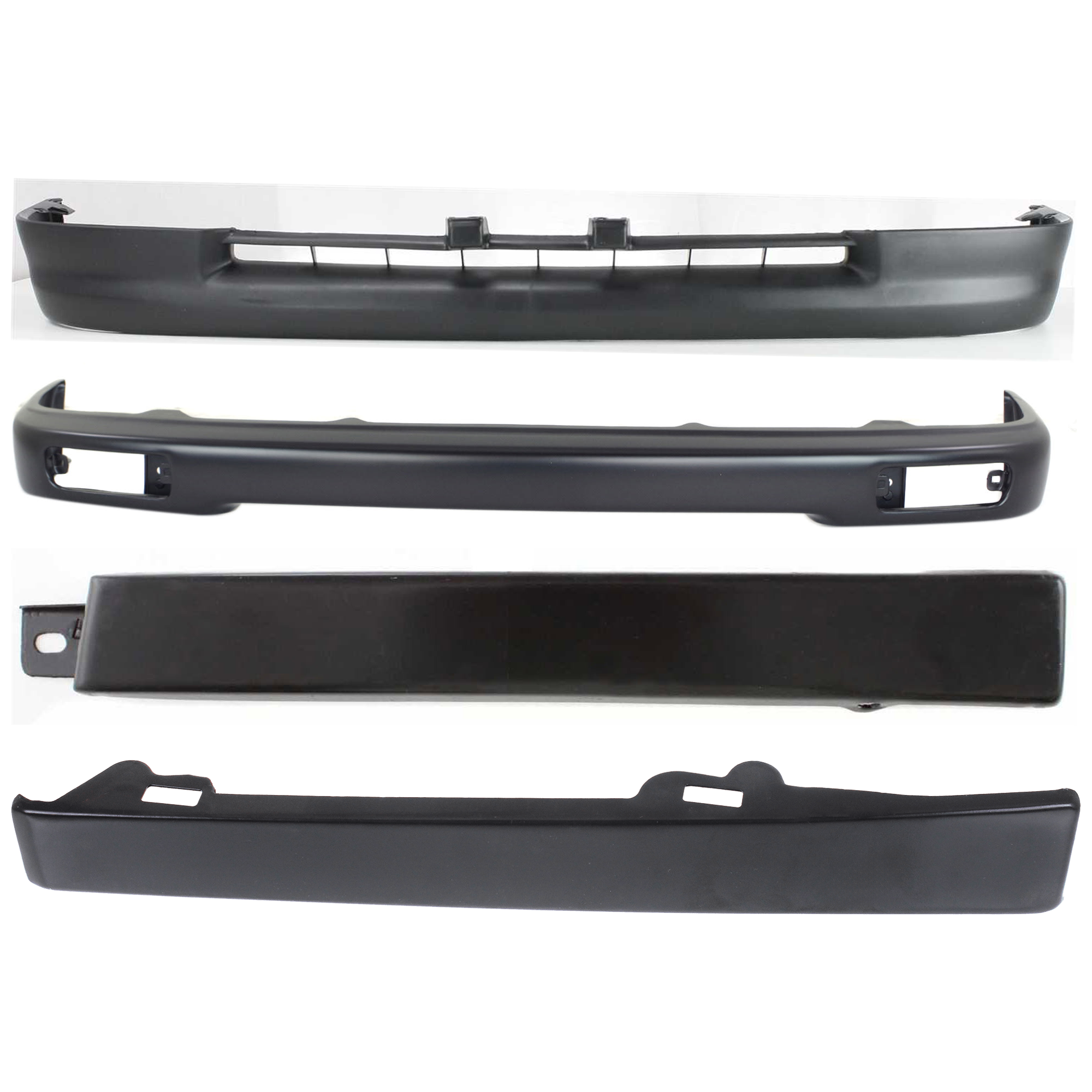 AM TACOMA 97-97 FRONT BUMPER 4 pc kit Black with Bumper Filler and Valance SKU KIT 071124-38 Partslink TO1002153 TO1088102 TO1089102 TO1095169 OEM 5210104050-5251335040-52512350