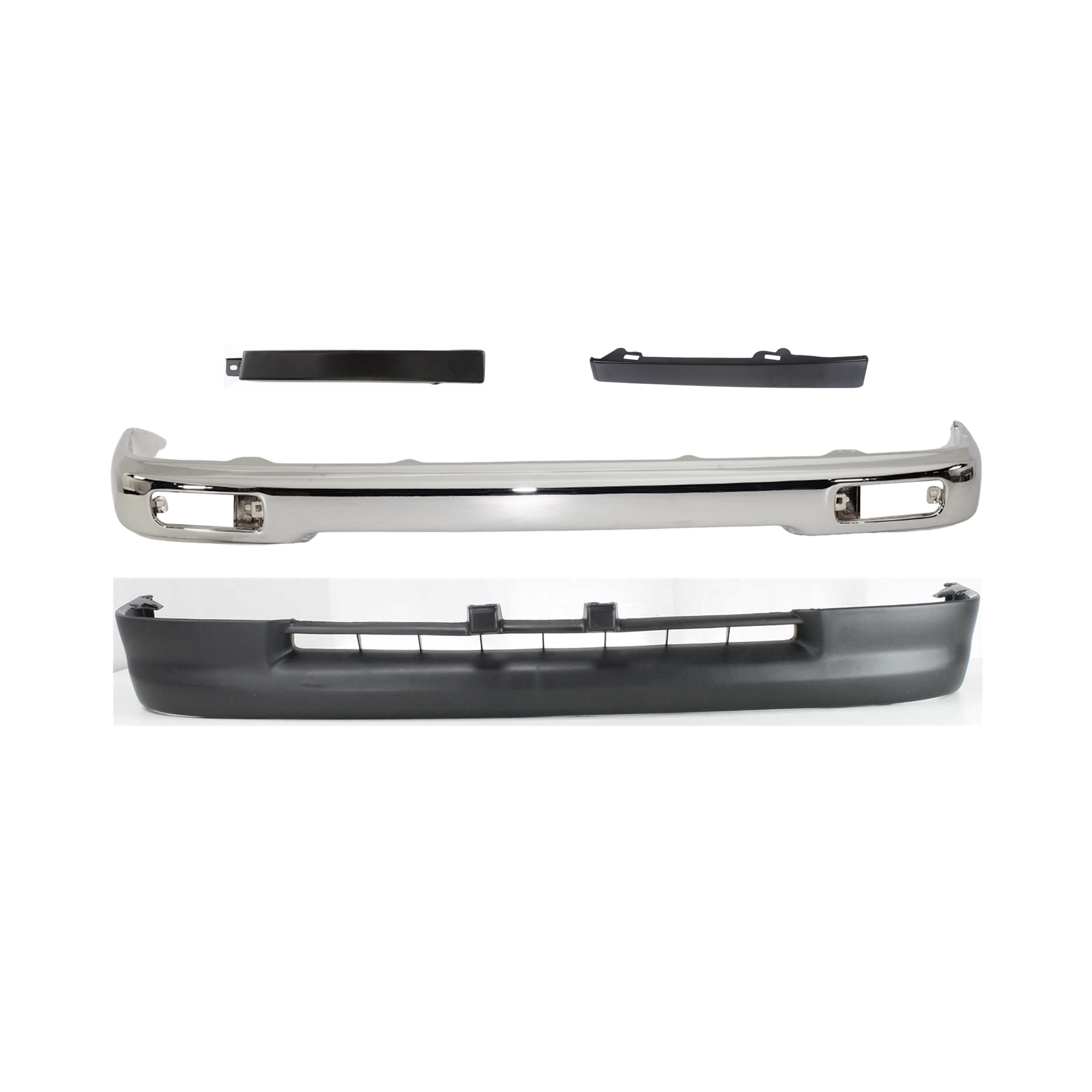 AM TACOMA 97-97 FRONT BUMPER 4 pc kit Chrome with Bumper Filler and Valance SKU KIT 071124-39 Partslink TO1002154 TO1089102 TO1088102 TO1095169 OEM 5210104060-5251235040-52513350
