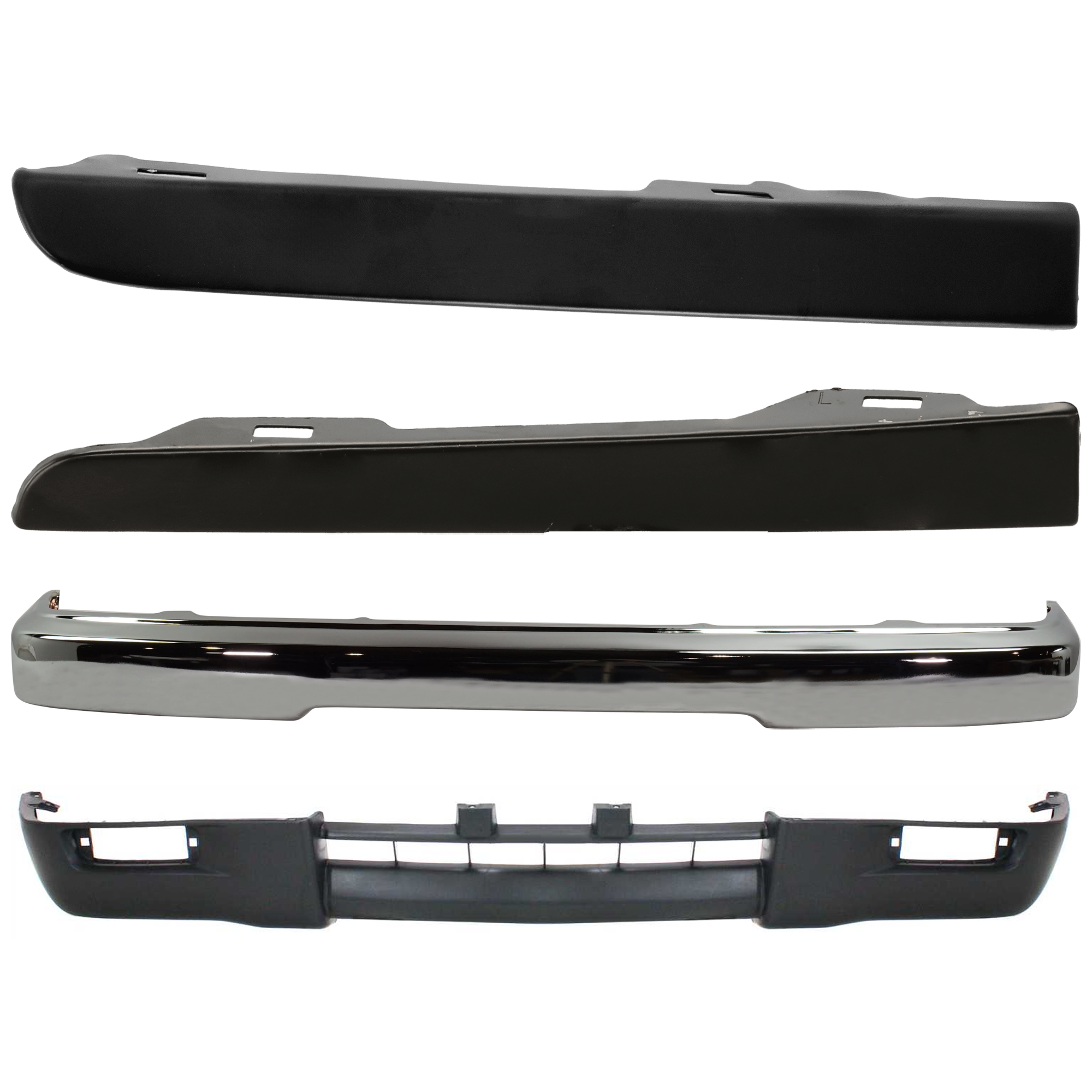 AM TACOMA 95-97 FRONT BUMPER 4 pc kit Chrome with Headlight Filler and Valance SKU KIT 071124-40 Partslink TO1002156 TO1088106 TO1089106 TO1095175 OEM 5210104080-5251335020-52512350