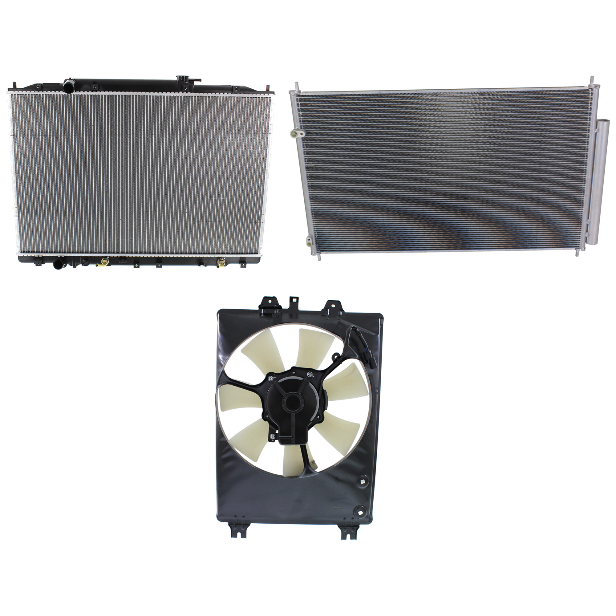 AM MDX 09-13 A C CONDENSER RADIATOR COOLING FAN KIT 3 pc kit 3.7L Eng. 6 Cyl. SKU KIT 071124-53 Partslink AC3030122 AC3115120 AC3010142 OEM 80110STXA01-38615RYEA01 PFM 38